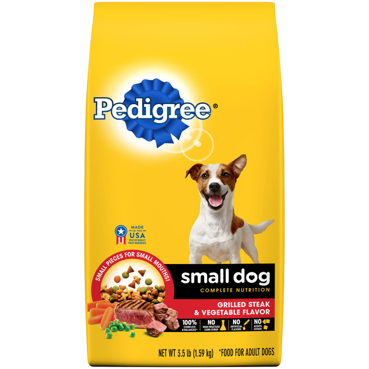 Pedigree Complete Nutrition Small Breed Adult Dry Dog Food Grilled Steak & Vegetable 3.5lb