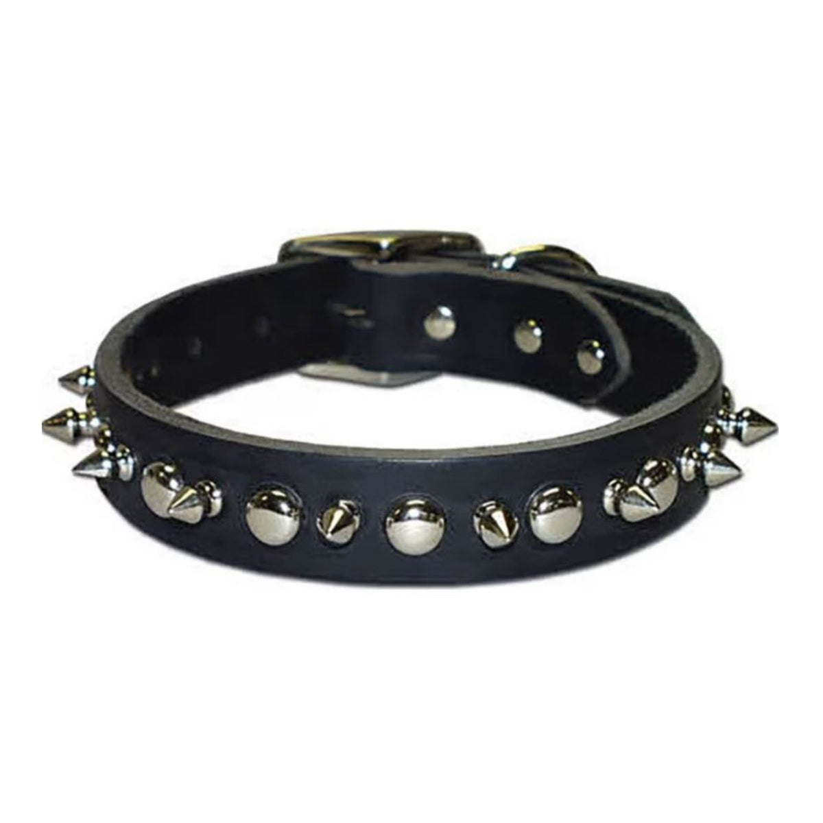 Omni Pet Latigo Leather 1 Ply Spiked Dog Collar Black 1/2 x 14in.