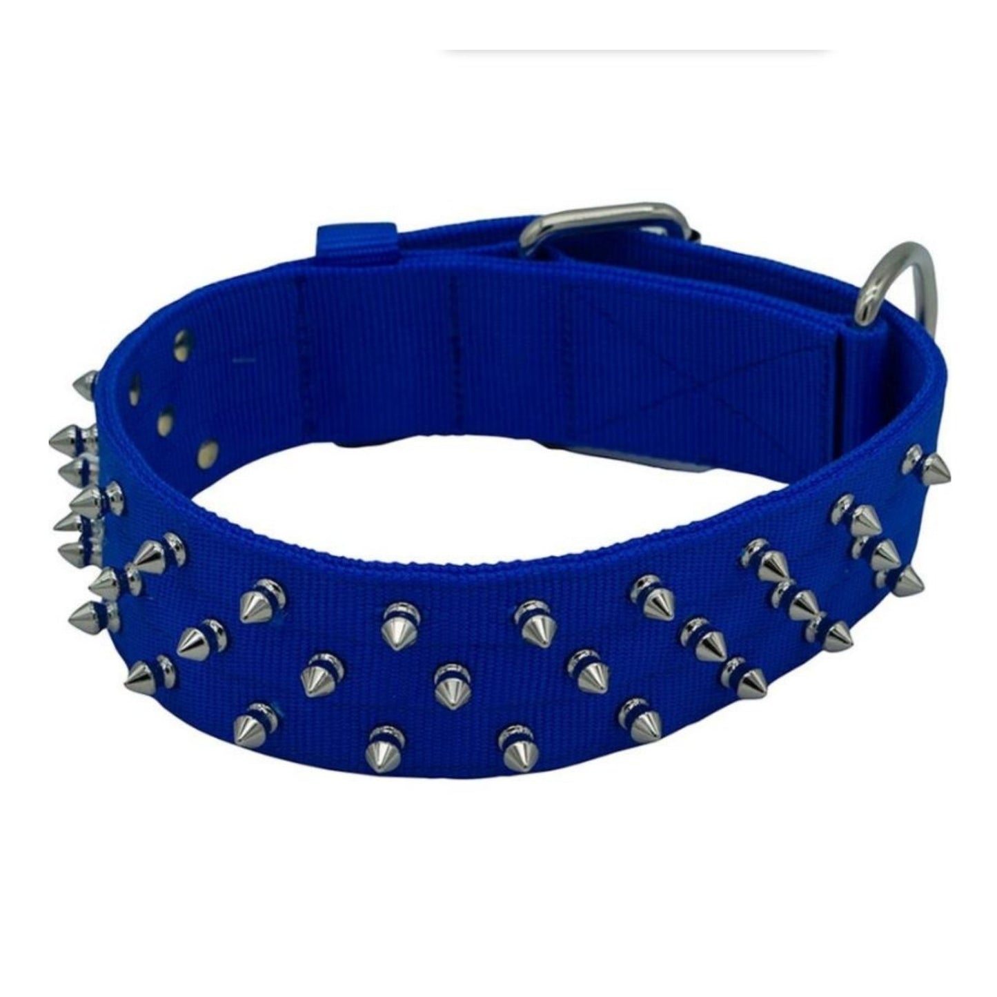 Omni Pet Bravo Nylon Spiked Dog Collar Blue 25in.