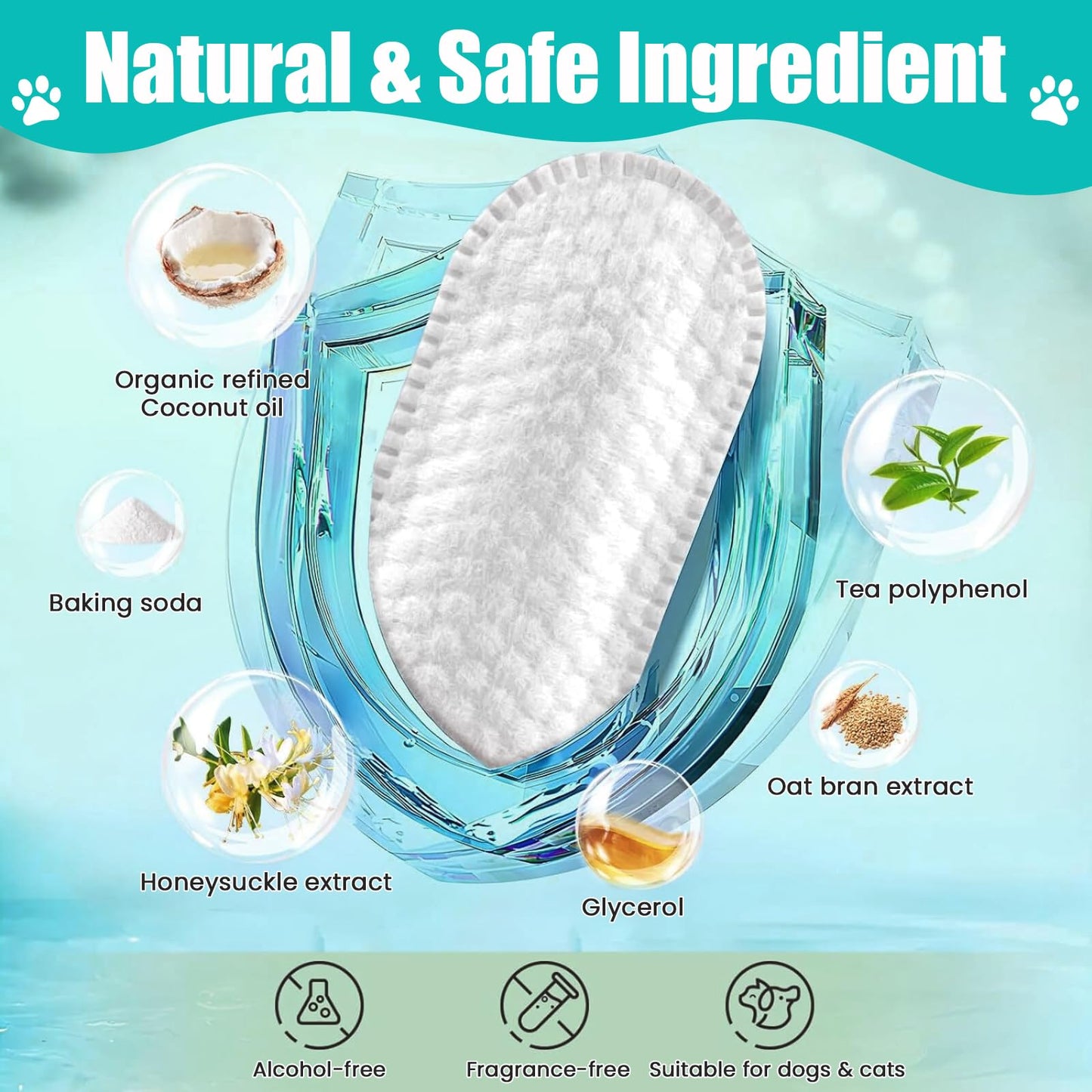 2-Pack Teeth and Ear Cleaner Finger Wipes,Dog and Cat Grooming Kit,Soothing Odor Control,Reduces Dirt and Wax Buildup,Cleans Teeth and Reduces Tartar and Odor,100 Tablets