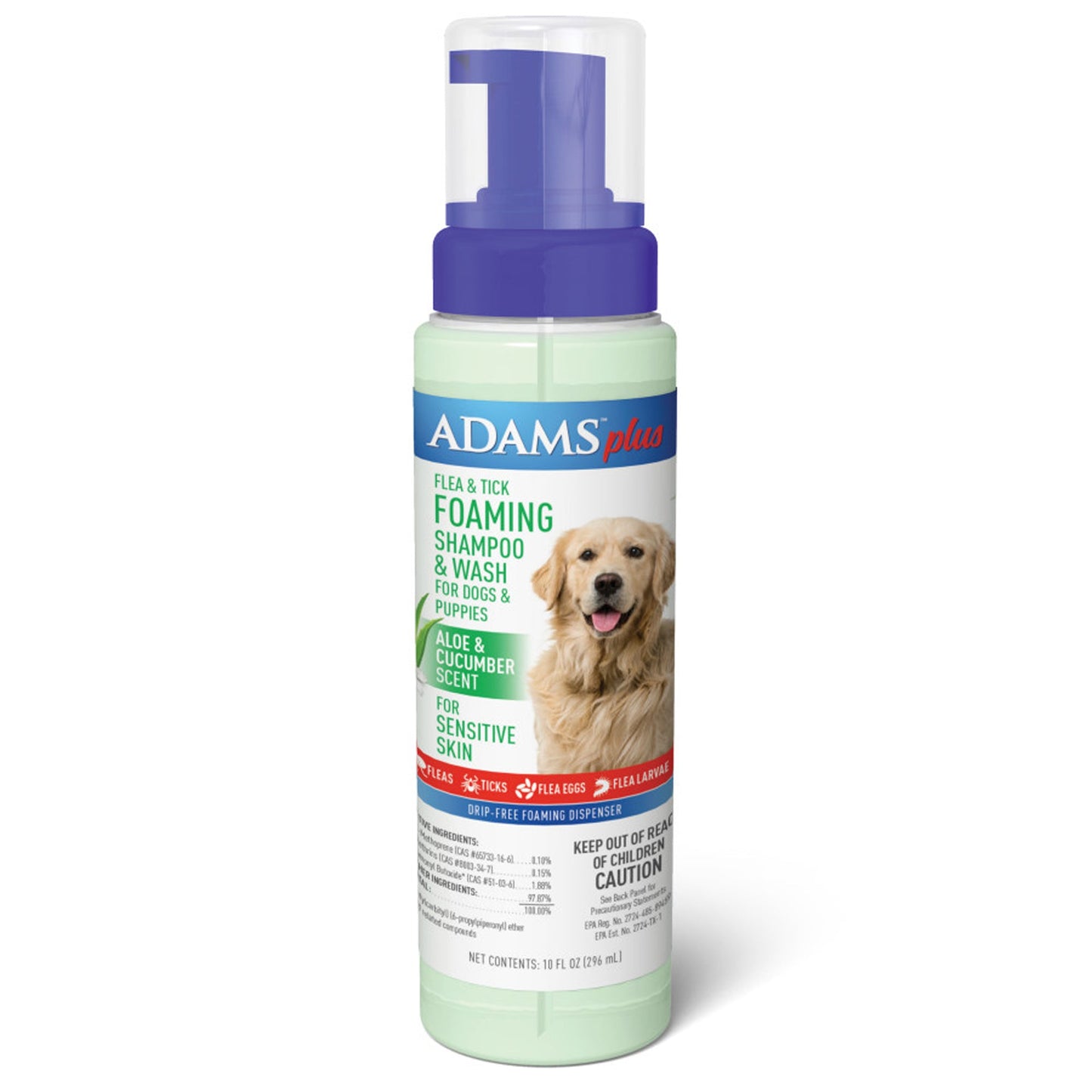 Adams Flea Tick Foaming Shampoo Wash for Dogs Puppies 1ea/10 oz