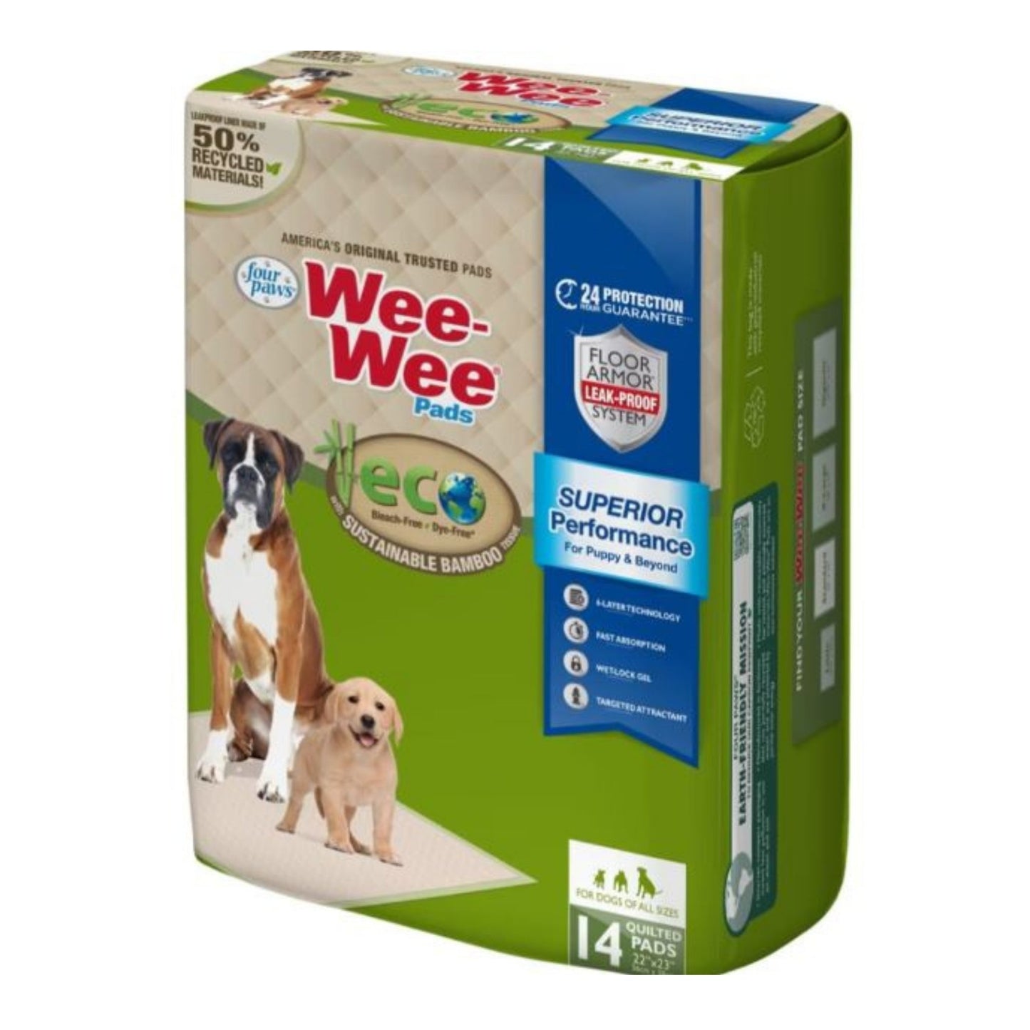 Four Paws Wee-Wee Eco Pads With Bamboo 22 x 23 - 14 Count