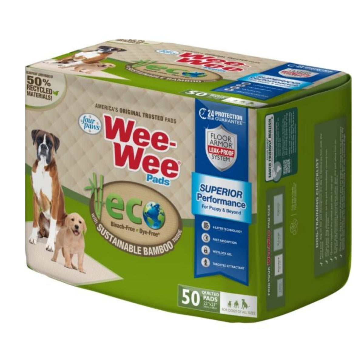 Four Paws Wee-Wee Eco Pads With Bamboo 22 x 23 - 50 Count