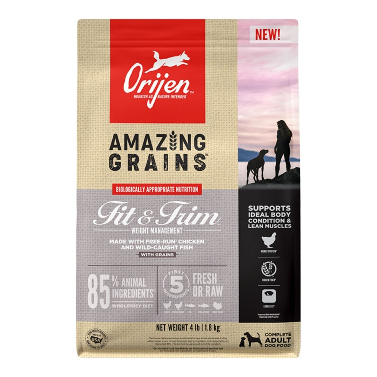 Orijen Dog Amazing Grains Fit & Trim 4Lbs