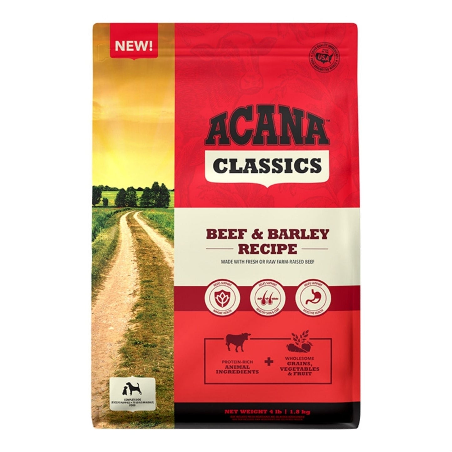 Acana Dog Classics Beef & Barley Recipe 4Lbs