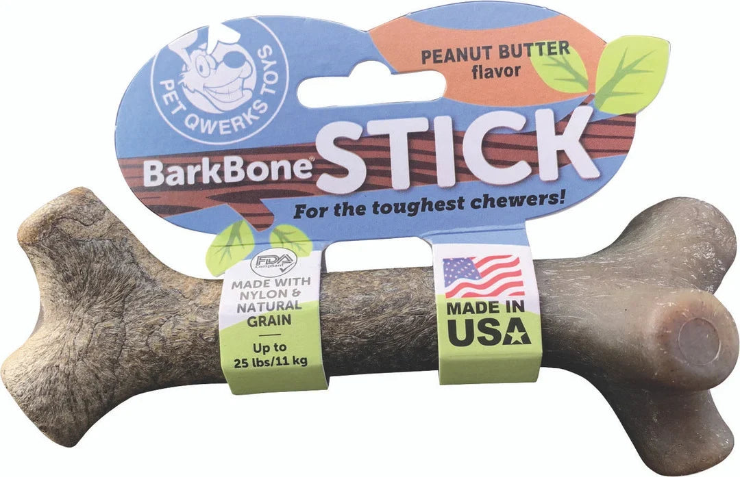 PET QWERKS BARKBONE STICK USA NYLON DOG CHEW Small Peanut Butter