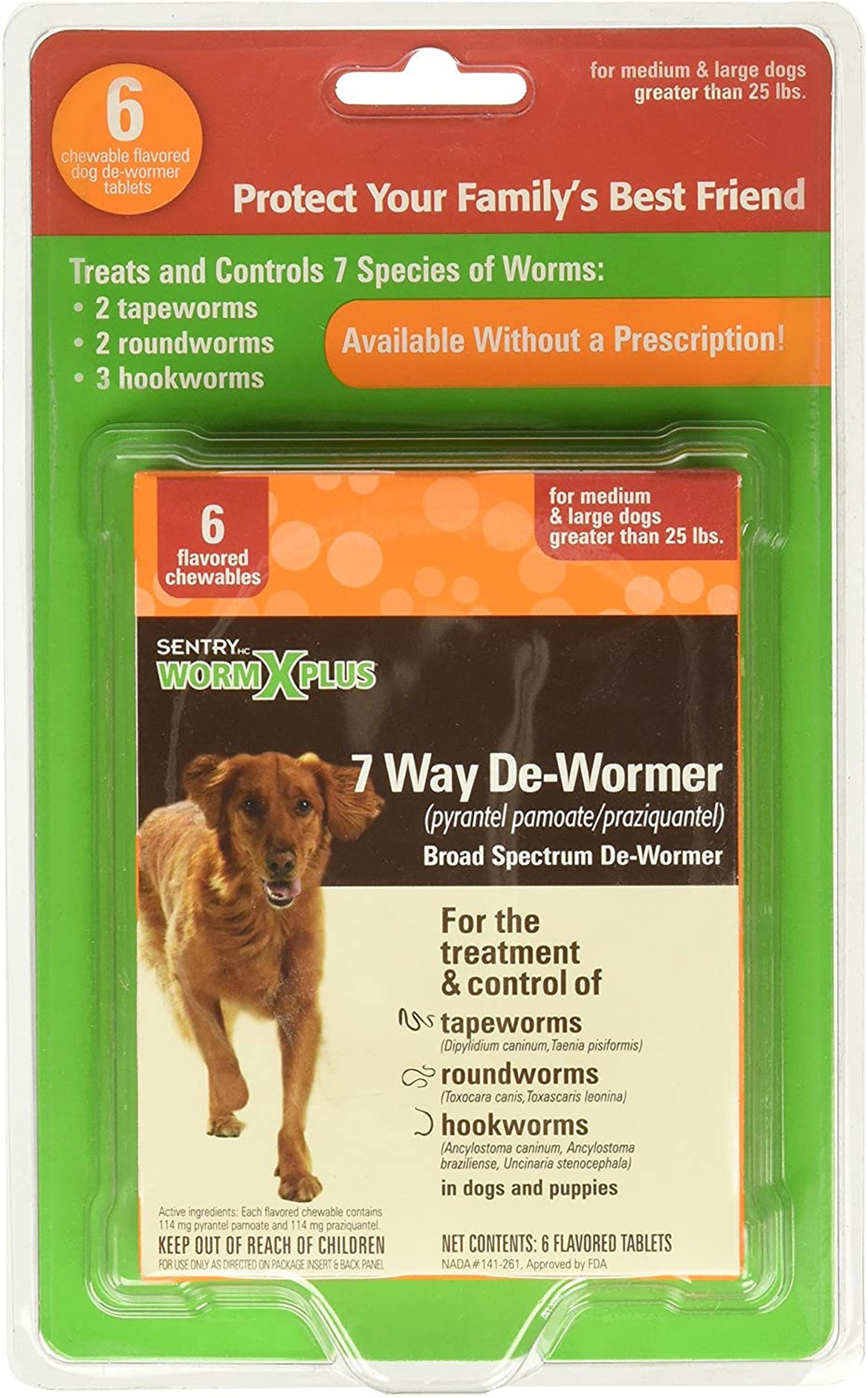 SENTRY Worm X Plus 7 Way DeWormer for Large Dogs
