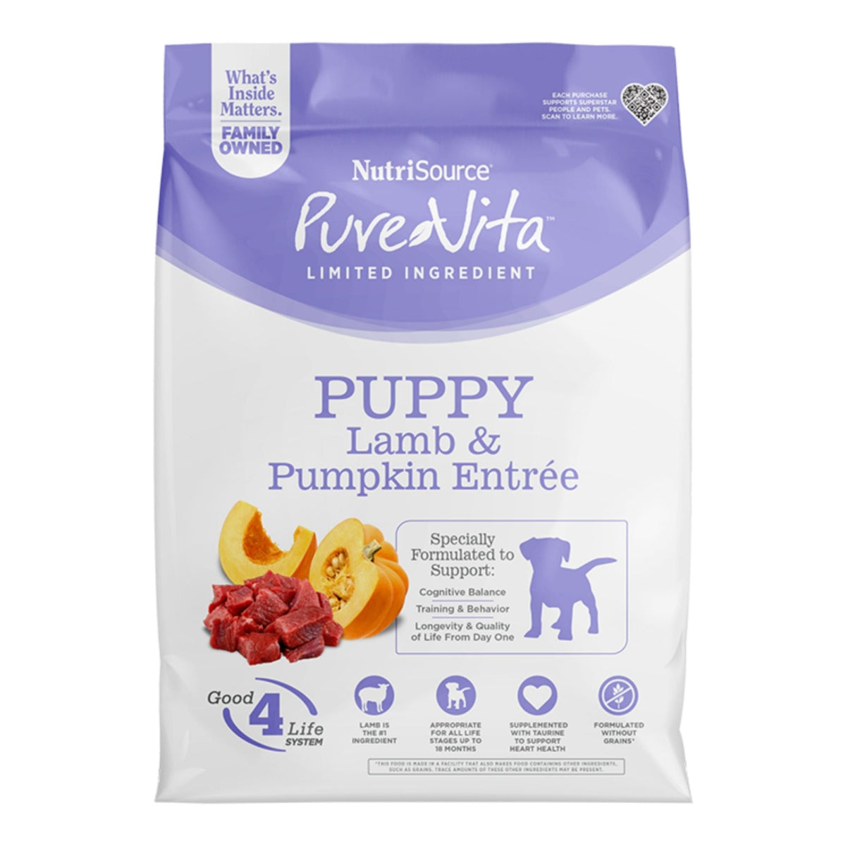 Pure Vita Dog Puppy Grain Free Lamb & Pumpkin 12Lbs