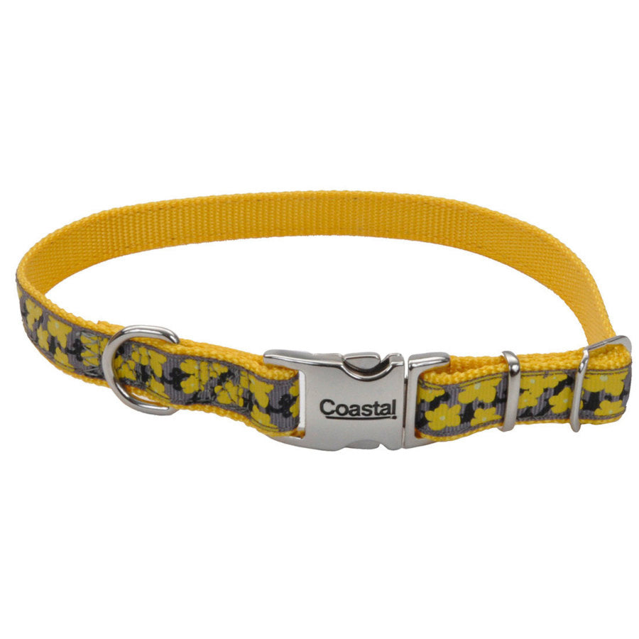 Ribbon Adjustable Nylon Dog Collar with Metal Buckle