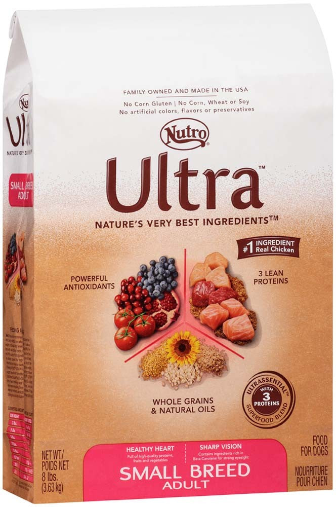 Nutro Products Ultra High Protein Small Breed Adult Dry Dog Food Trio of Proteins from Chicken, Lamb, and Salmon 8lb