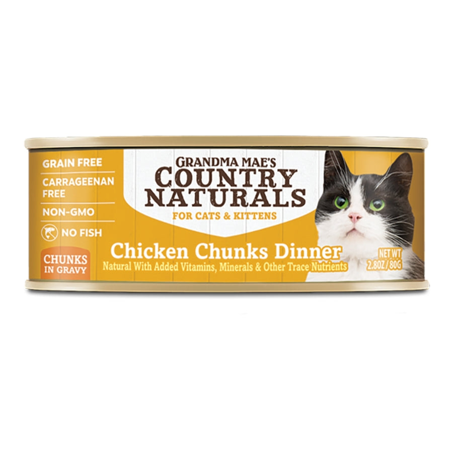 Grandma Mae's Country Naturals Grain Free Chunks in Gravy Wet Cat & Kitten Food Chicken 2.8oz 24pk