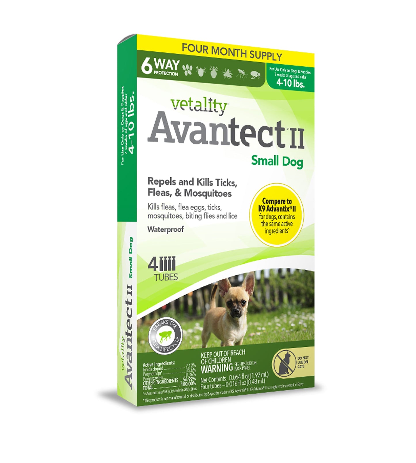 Vetality Avantect II Flea Tick For Dogs 1ea/0.064 fl oz, 4 ct