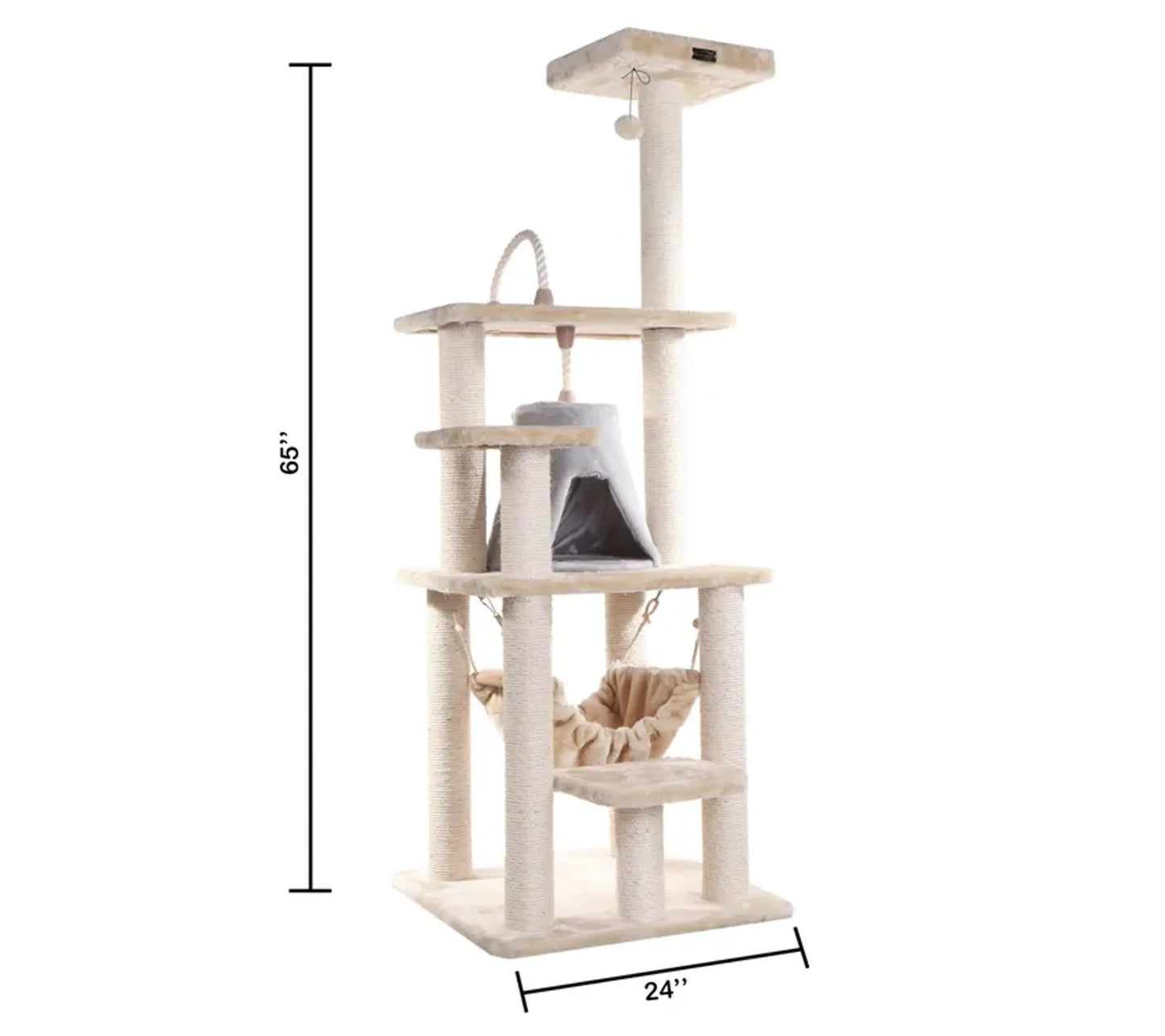 Real Wood Cat Tree With Hammock