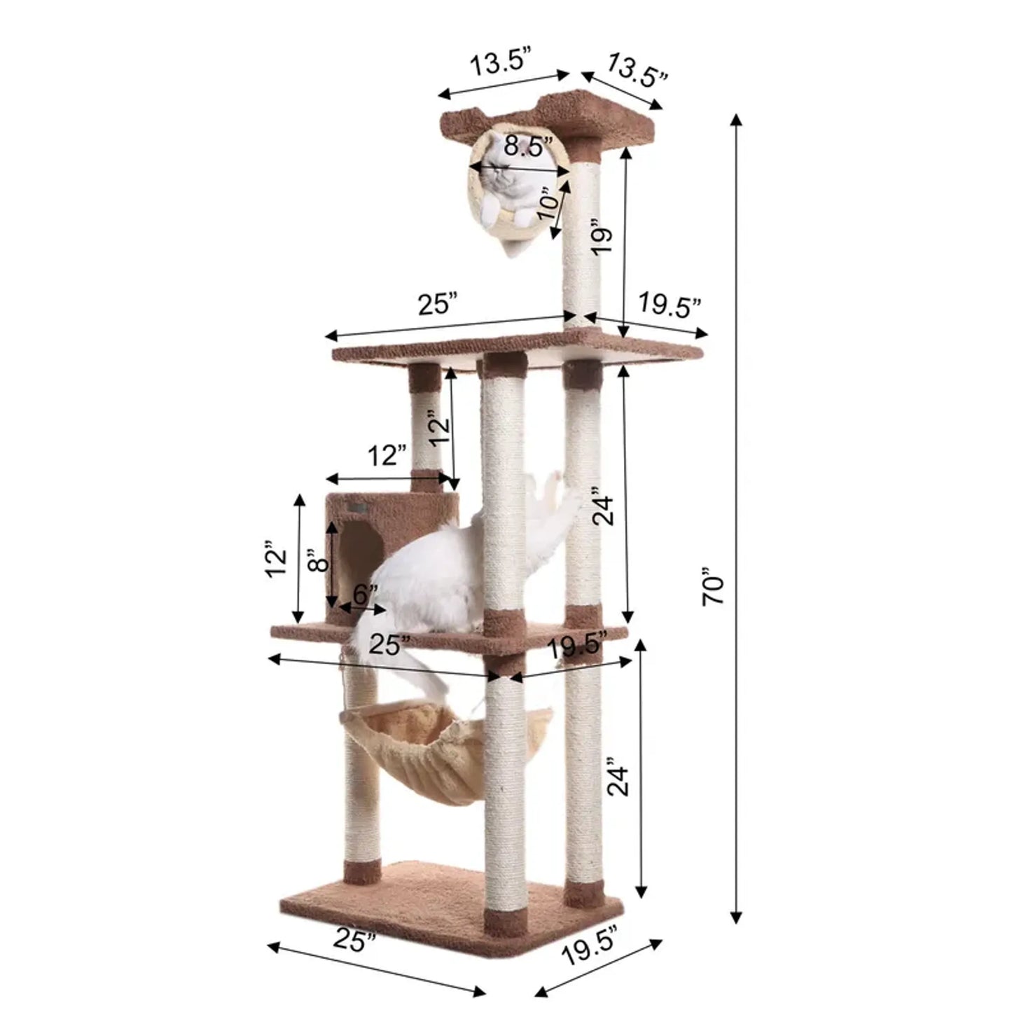 Real Wood Cat tree With Scratch posts, Hammock