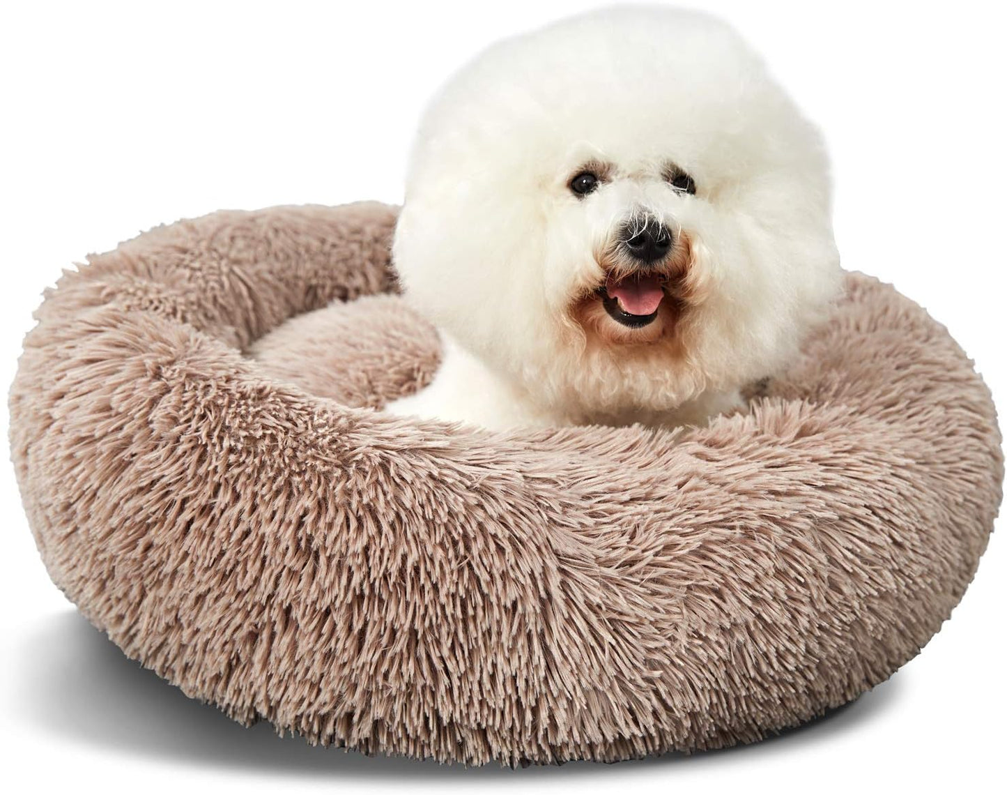 Washable round Bed for Large Dogs, Donut-Shaped Calming Cuddler for Medium Dogs, Comfy