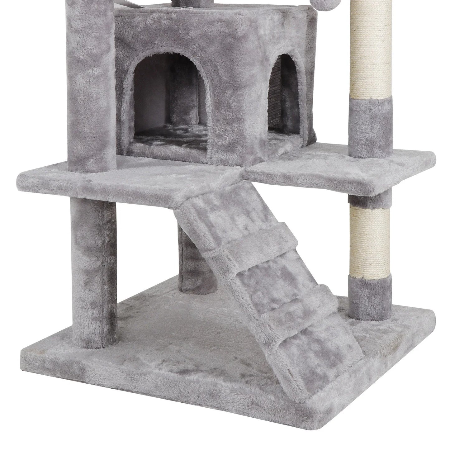 53" H Cat Tree Scratching Post Condo Tower Pet Kitty Playhouse W/ Cave & Ladders Indoor