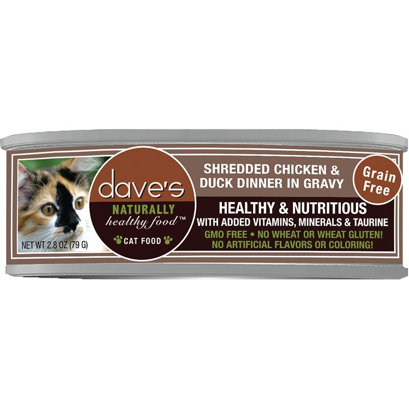 Dave Cat Grain Free Shredded Chicken & Duck 2.8 Oz (Case Of 24)