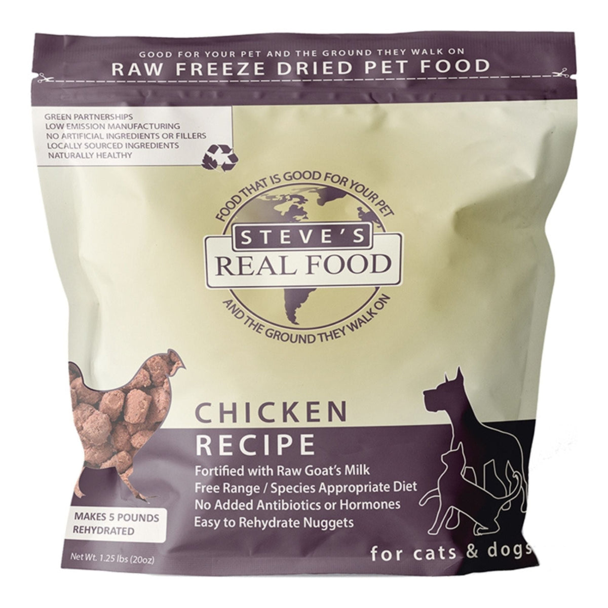 Steve's Real Food Dog & Cat Freeze-Dried Chicken Nuggets 1.25Lbs