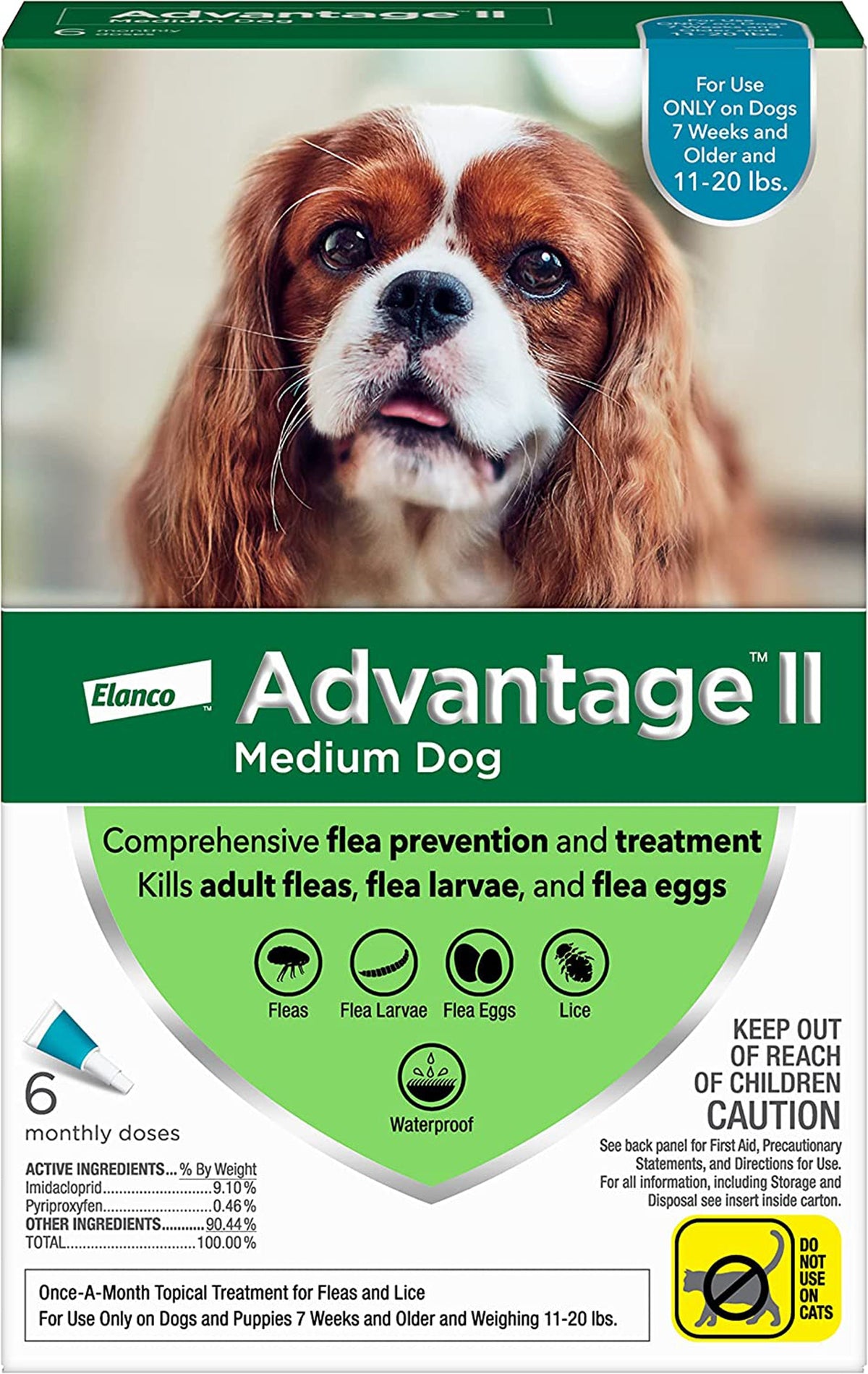 Advantage II Dog Medium Teal 6-Pack