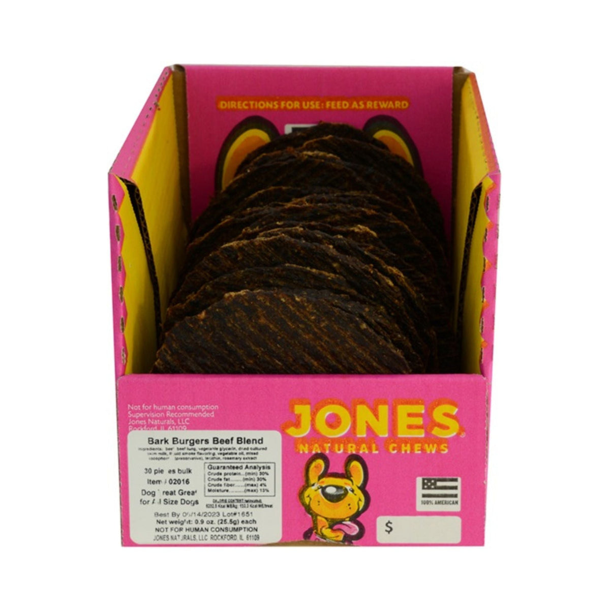 Jones Bark Burger Beef 0.9oz. Bulk Pack (Case of 30)
