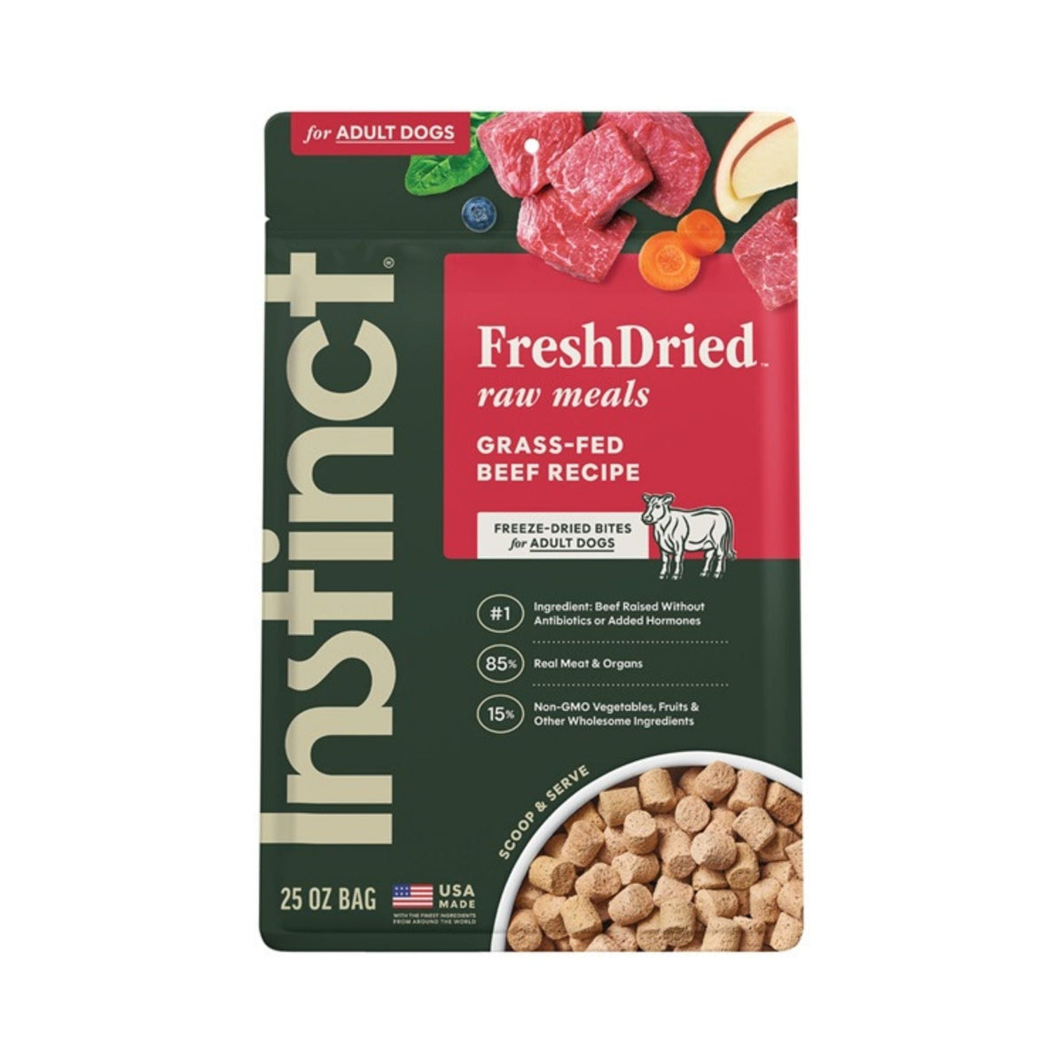 Instinct Dog Fresh-dried Raw Meals Freeze-dried Beef Adult 25oz.