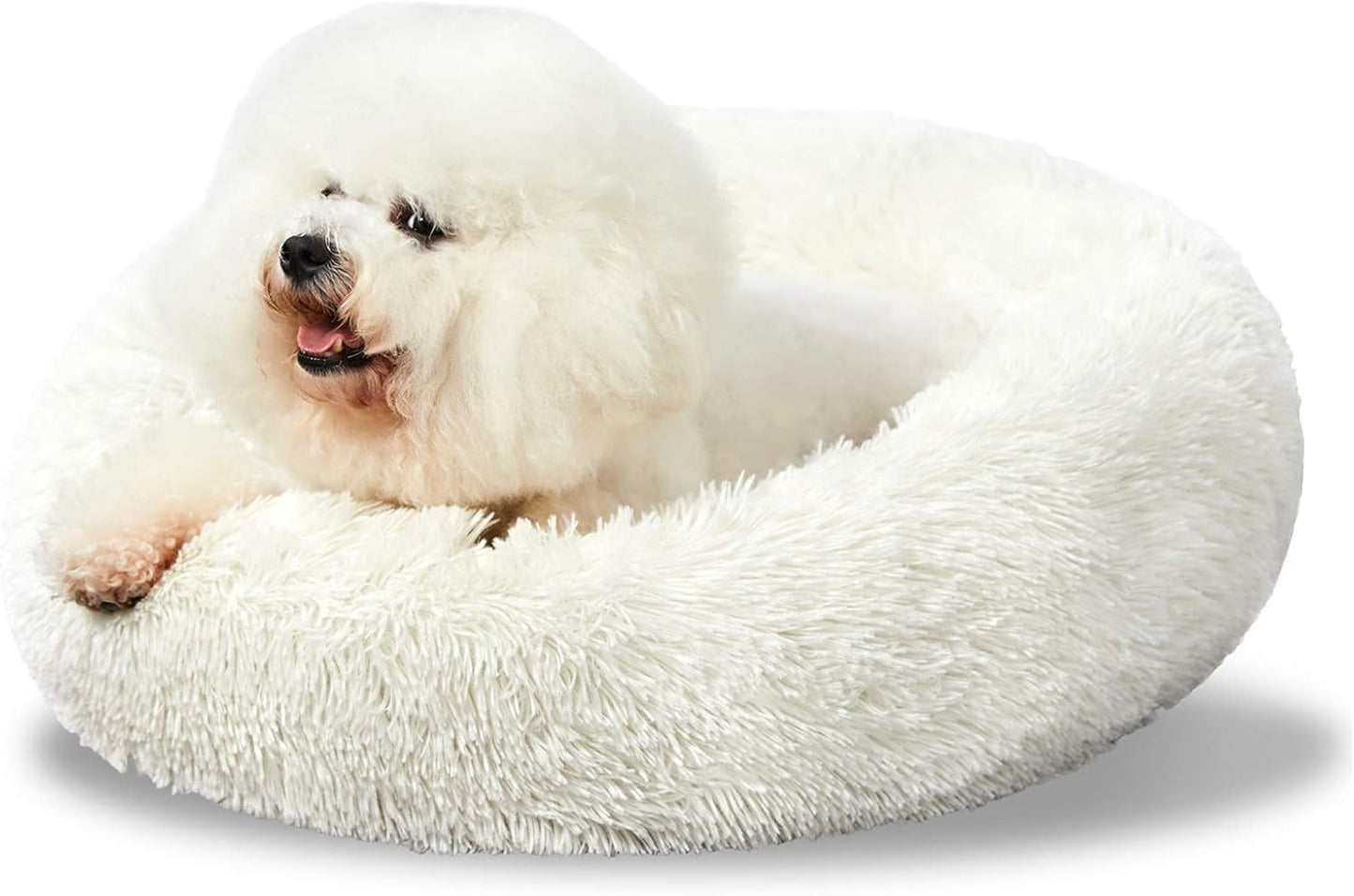 Washable round Bed for Large Dogs, Donut-Shaped Calming Cuddler for Medium Dogs, Comfy