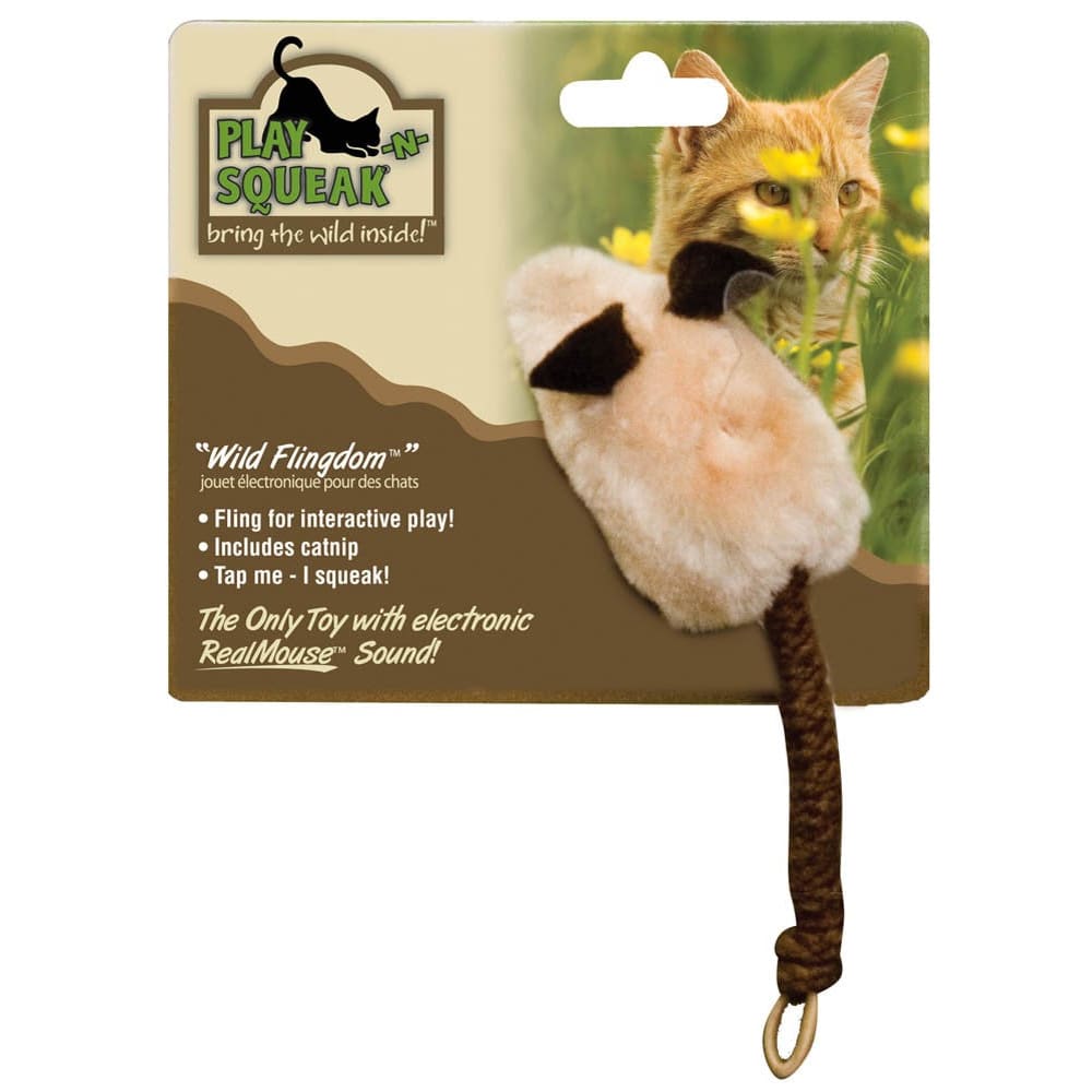 OurPets Play-N-Squeak Wild Flingdom Catnip Toy Cream, Brown 1ea