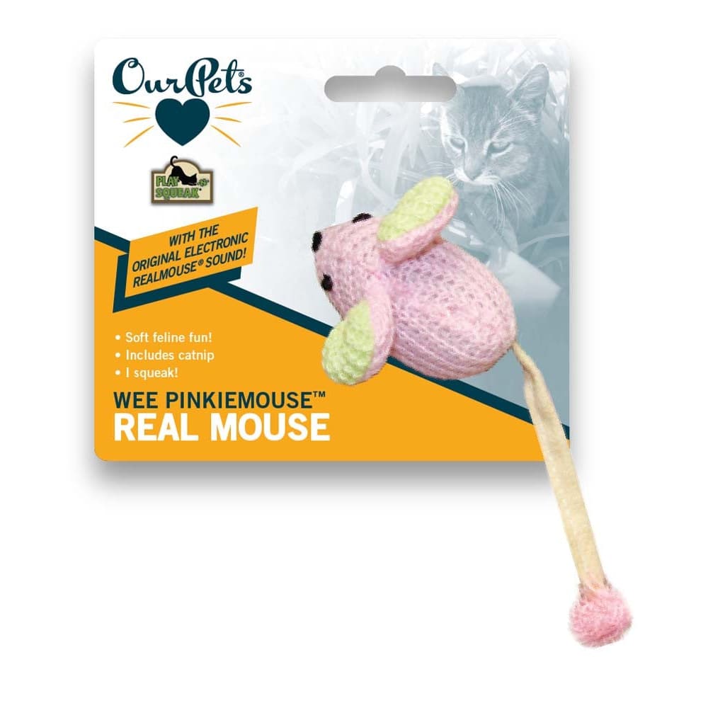 OurPets Wee Pinkie Mouse Kitten Catnip Toy Pink 1ea