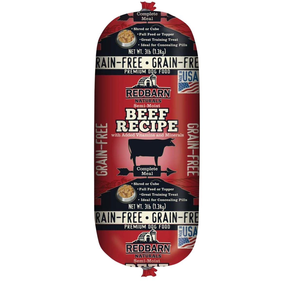 Redbarn Pet Products Grain Free Dog Food Roll Beef 3lb