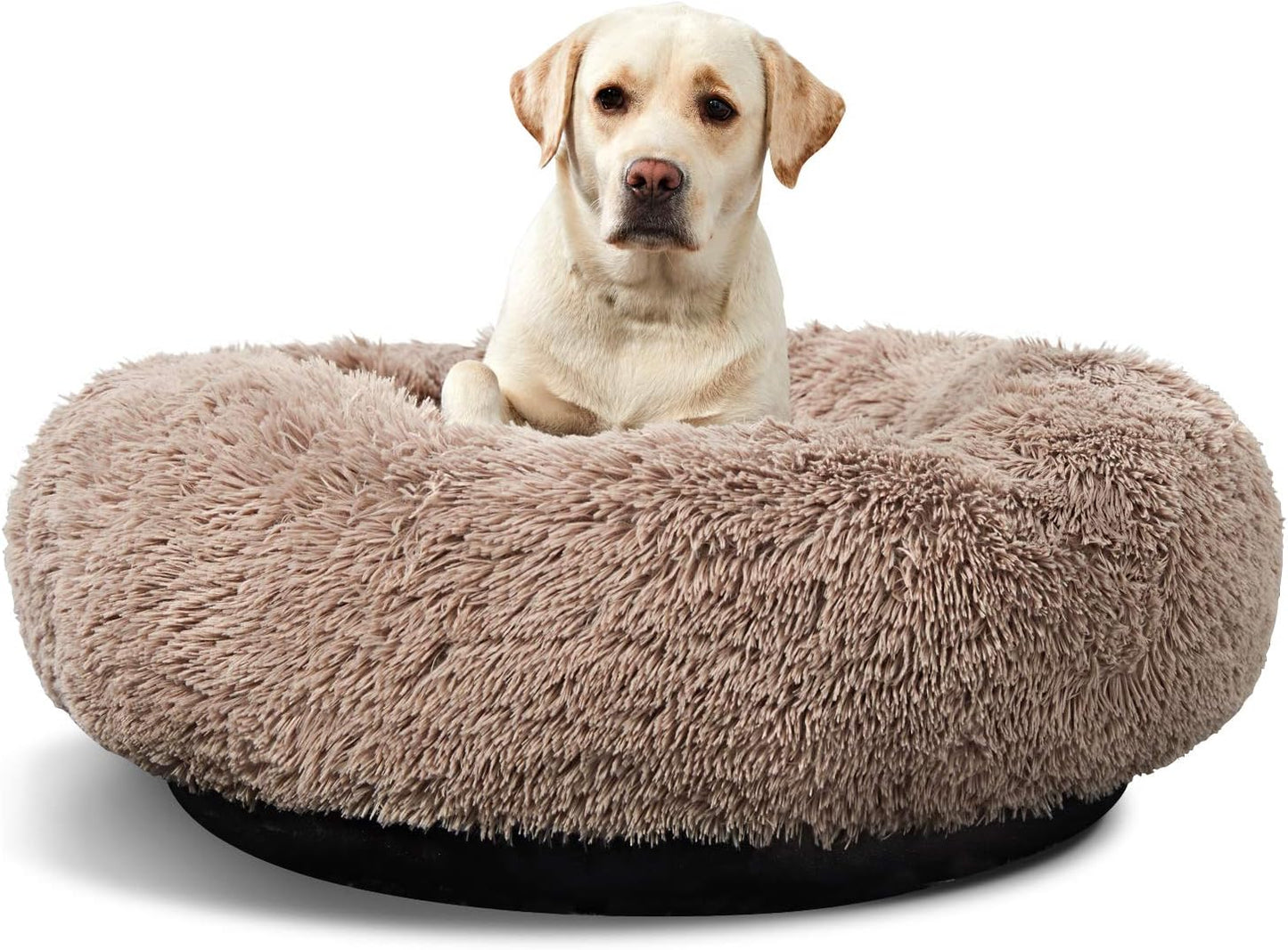 Washable round Bed for Large Dogs, Donut-Shaped Calming Cuddler for Medium Dogs, Comfy