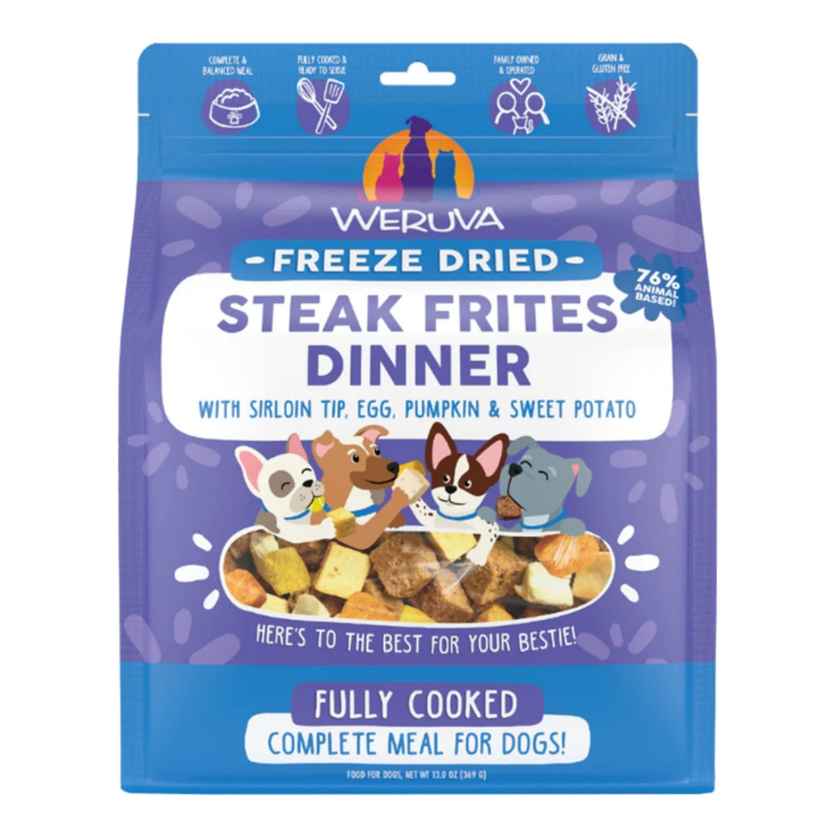 Weruva Dog Freeze-Dried Steak Frites Dinner 13oz. (Case of 6)