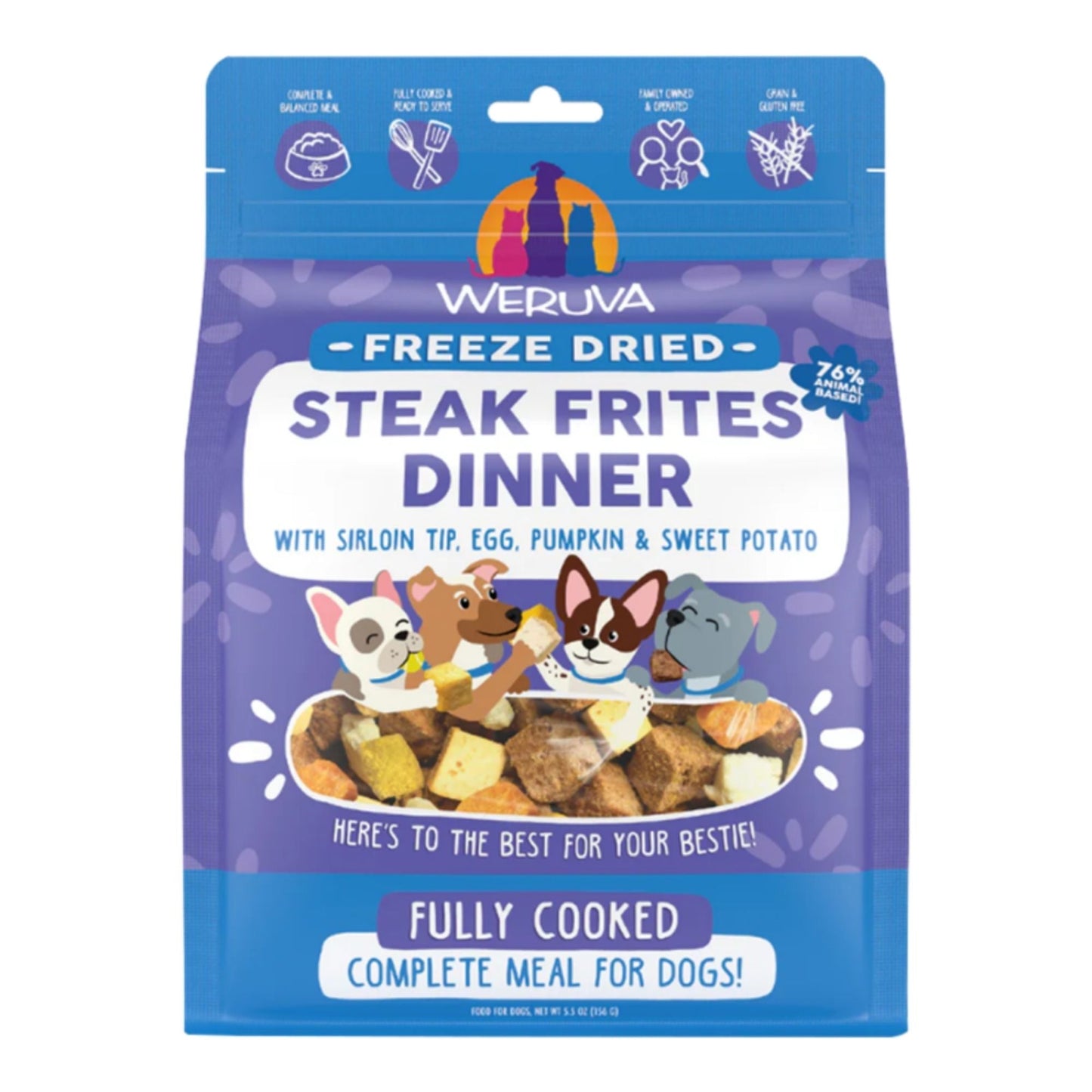 Weruva Dog Freeze-Dried Steak Frites Dinner Food 5.5oz.