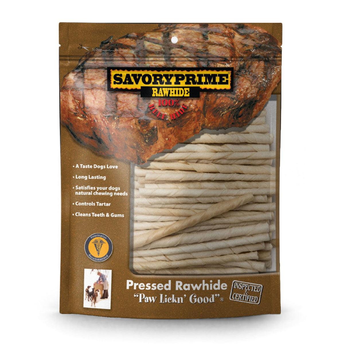 Savory Prime Pressed Rawhide Twist Sticks White