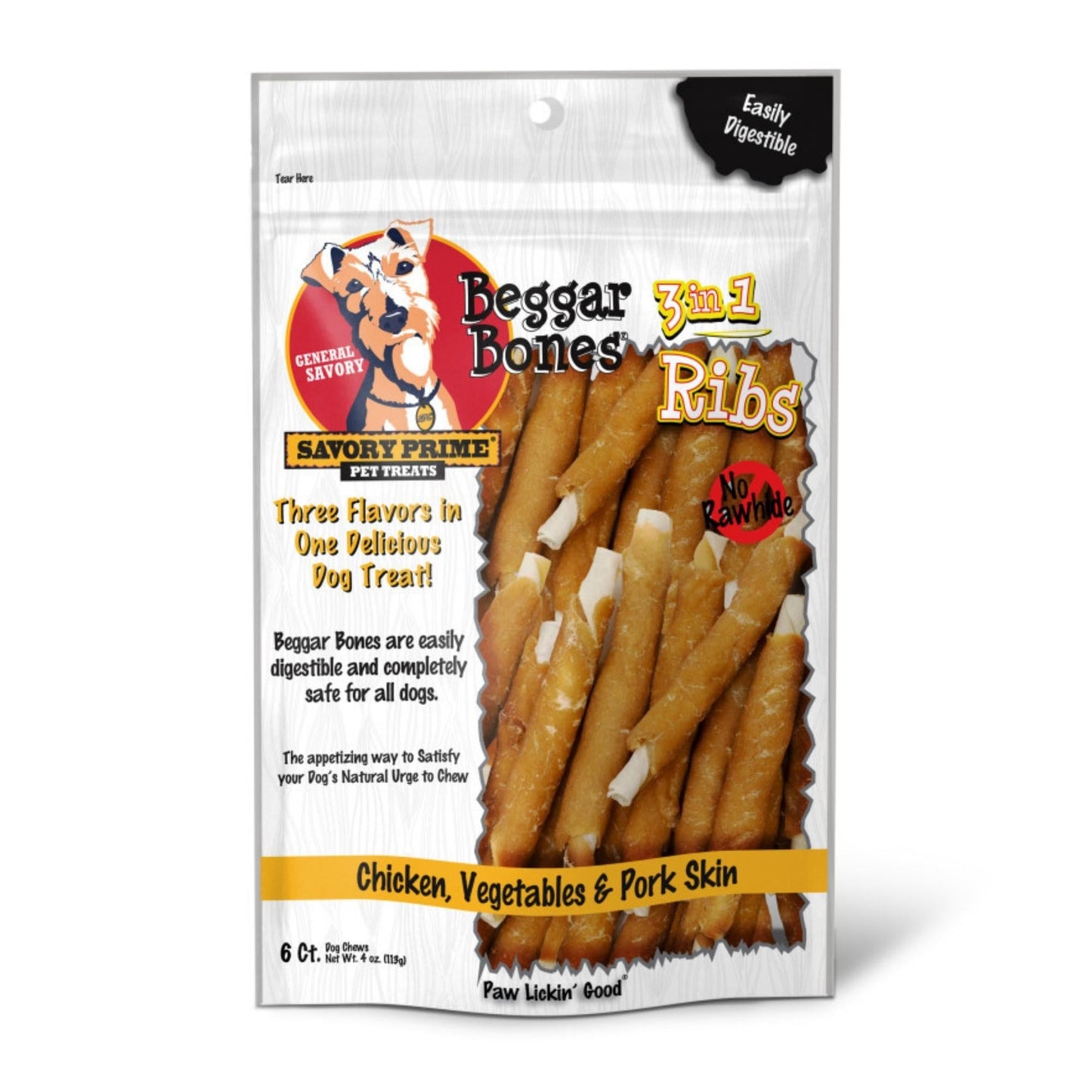 Savory Prime Beggar Bone 3in1 Ribs Dog Treat