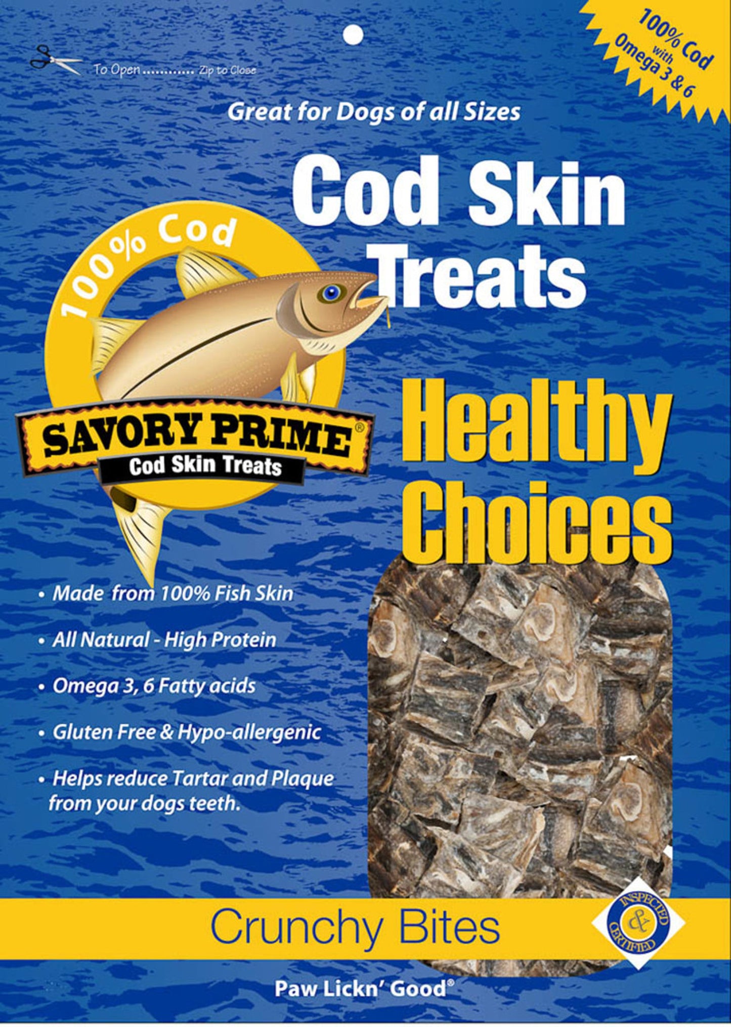 Savory Prime Cod Skin Crunchy Bites Dog Treats