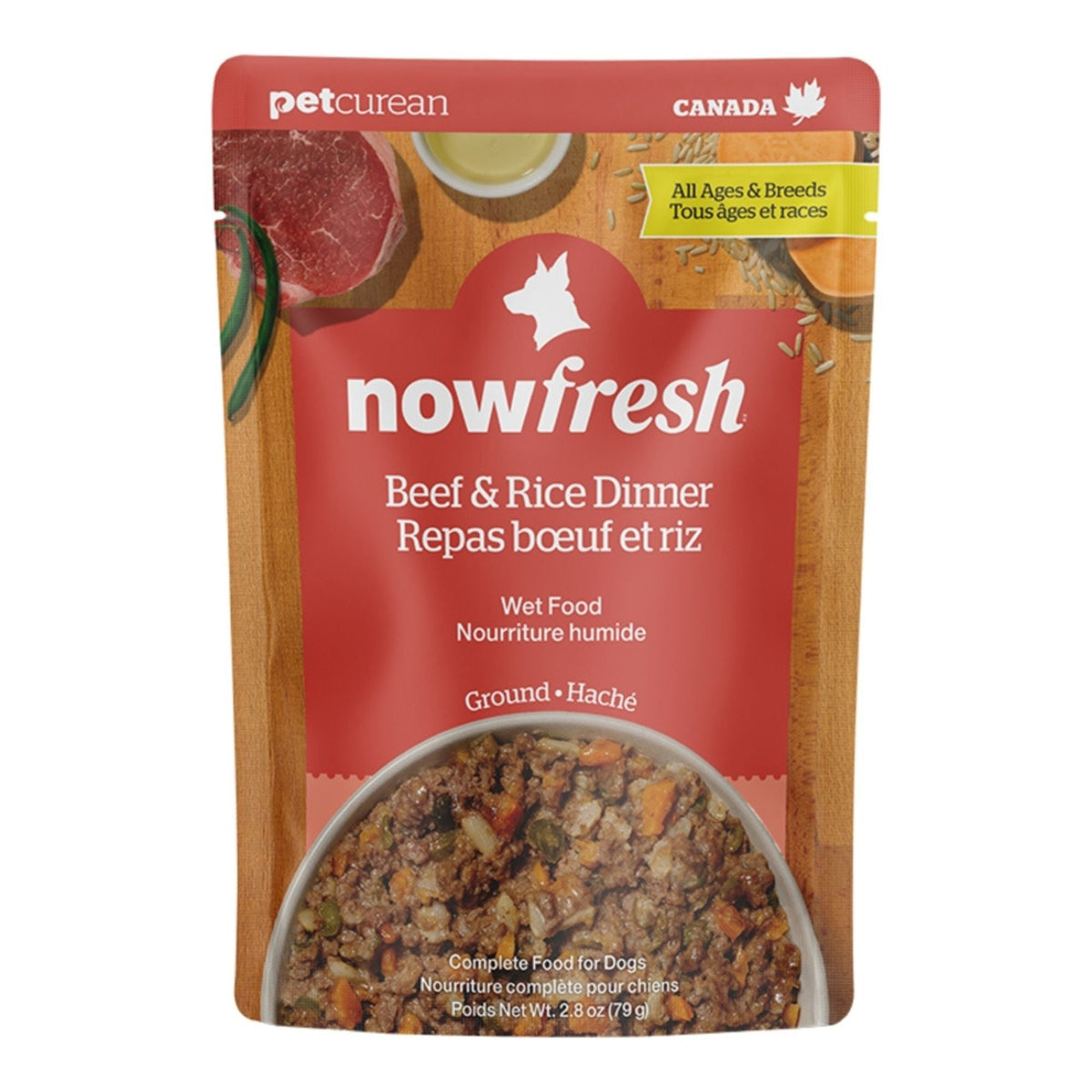 Now Fresh Dog Ground Beef & Rice Dinner 2.8oz. (Case of 24)