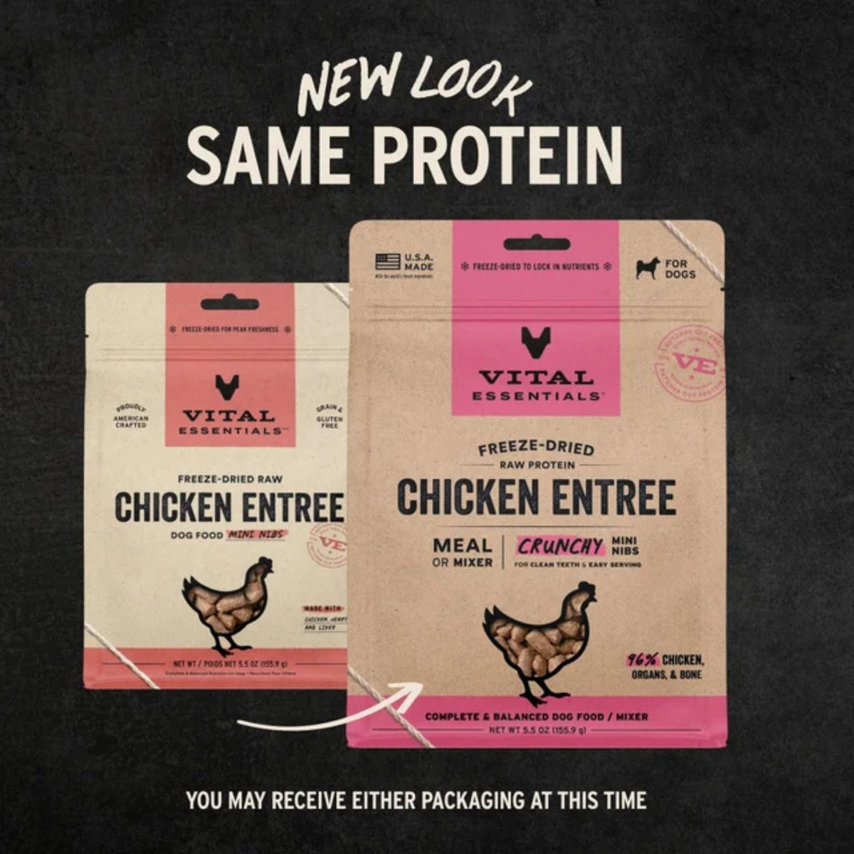 Vital Essentials Dog Freeze-Dried Raw Grain Free Chicken Entree Mini Nibs 5.5oz.