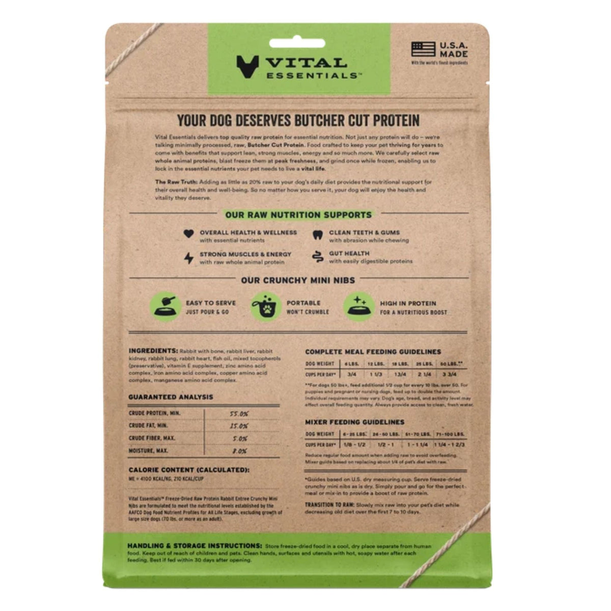 Vital Essentials Dog Freeze-Dried Mini Nibs Rabbit 14oz.