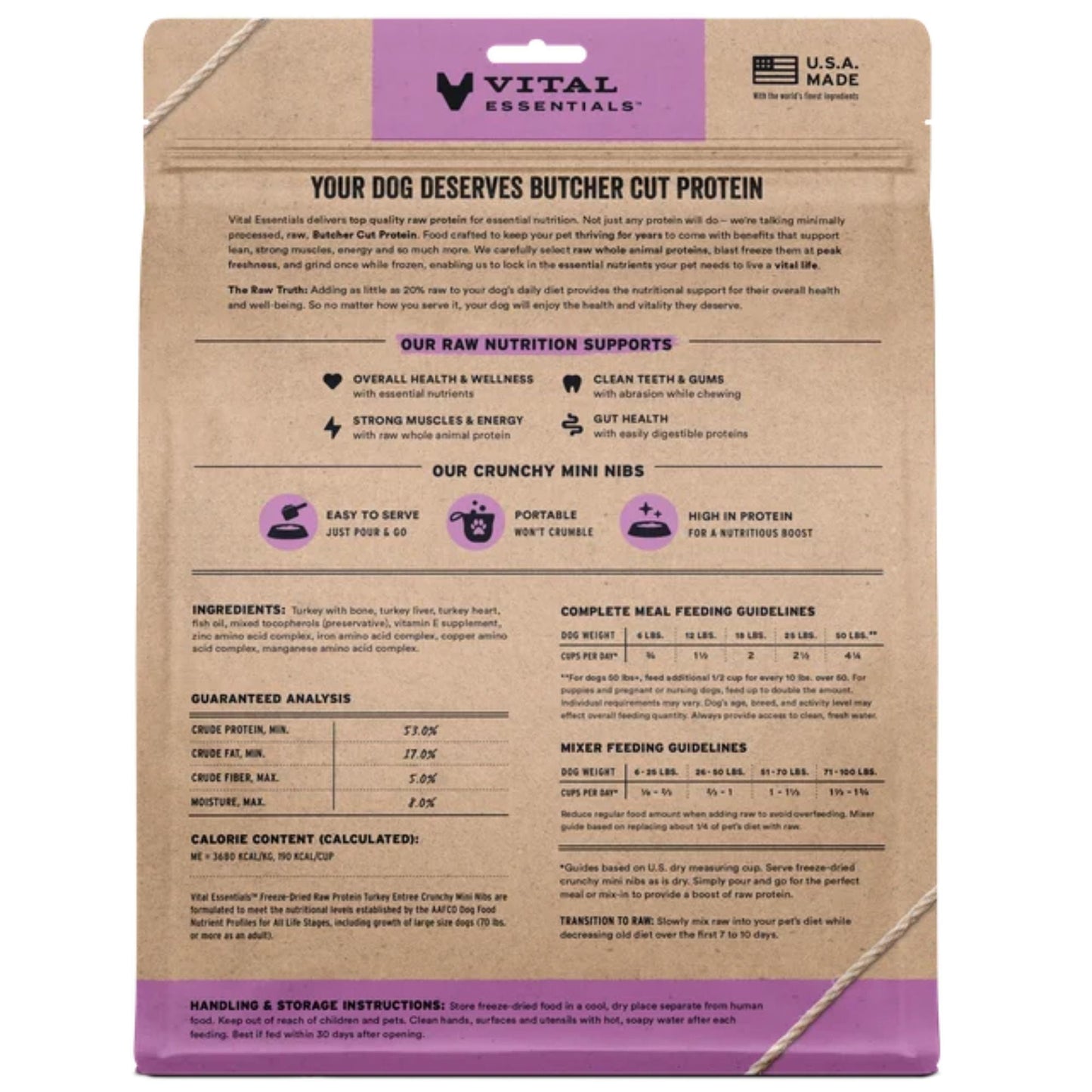 Vital Essentials Dog Freeze-Dried Mini Nibs Turkey 5.5oz.