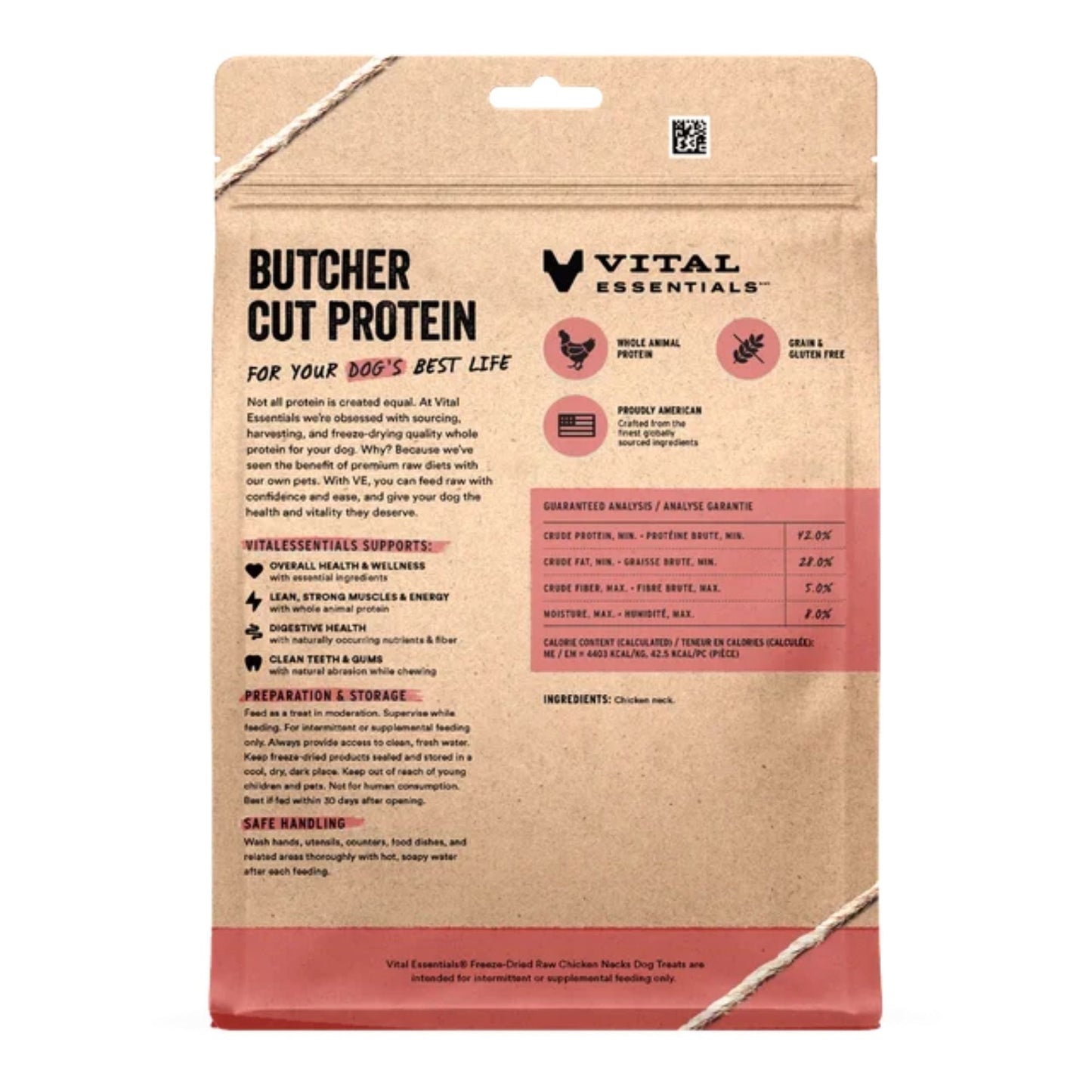 Vital Essentials Dog Freeze Dried Treat Chicken Necks 9oz.