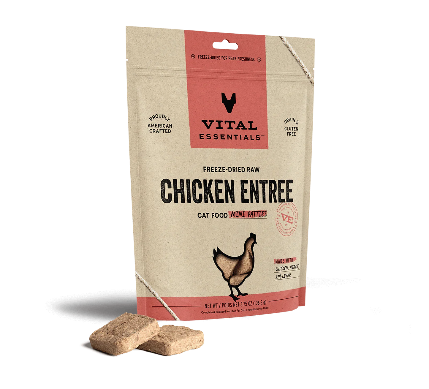 Vital Essentials Cat Freeze Dried Mini Patties Chicken 3.75oz. Default Title