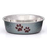 Loving Pets Metallic Dog Bowl Paw Print Blueberry Small