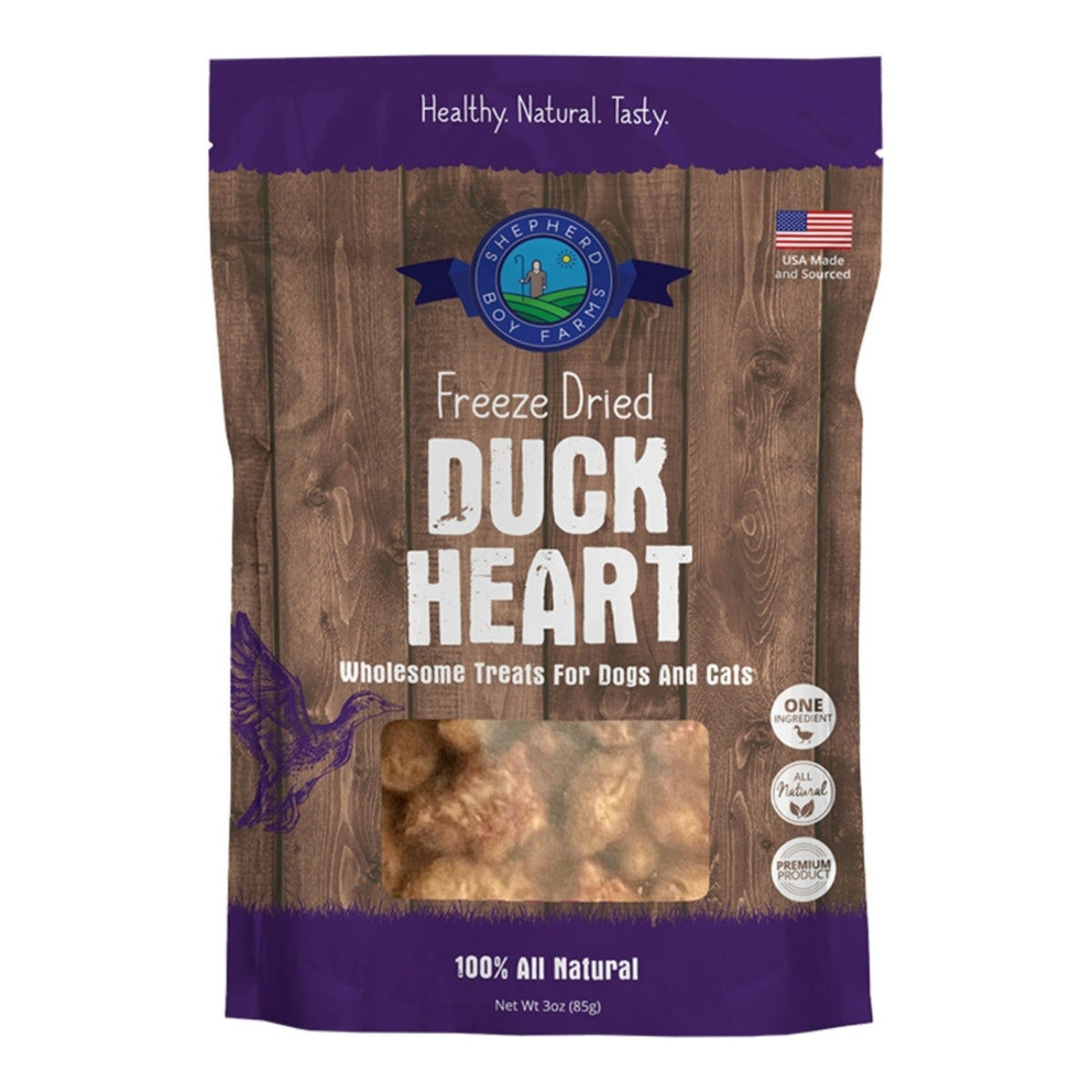 Shepherd Boy Farms Dog & Cat Freeze-Dried Duck Heart 3oz.