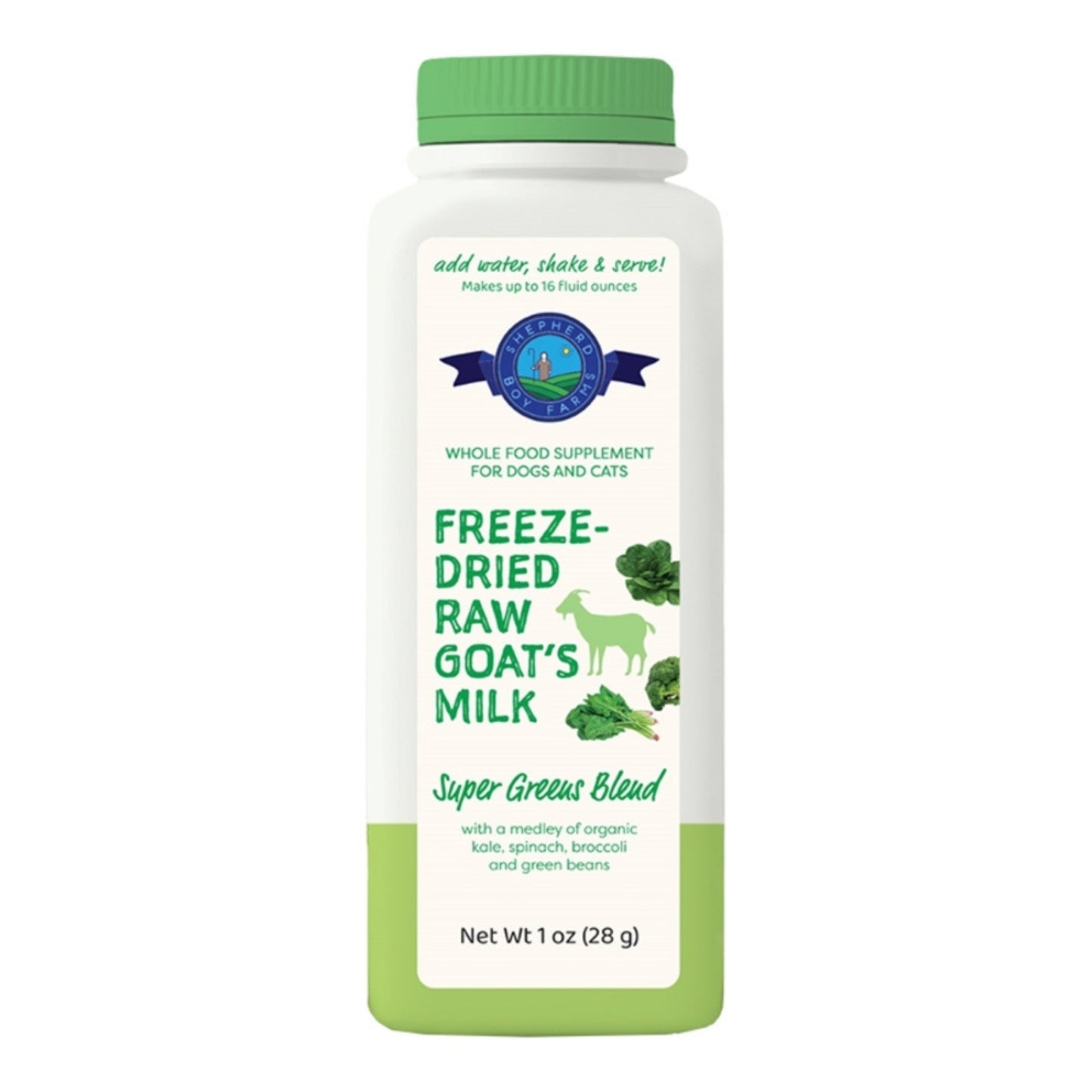 Shepherd Boy Farms Dog & Cat Freeze-Dried Raw Goat Milk Super Green 16oz.