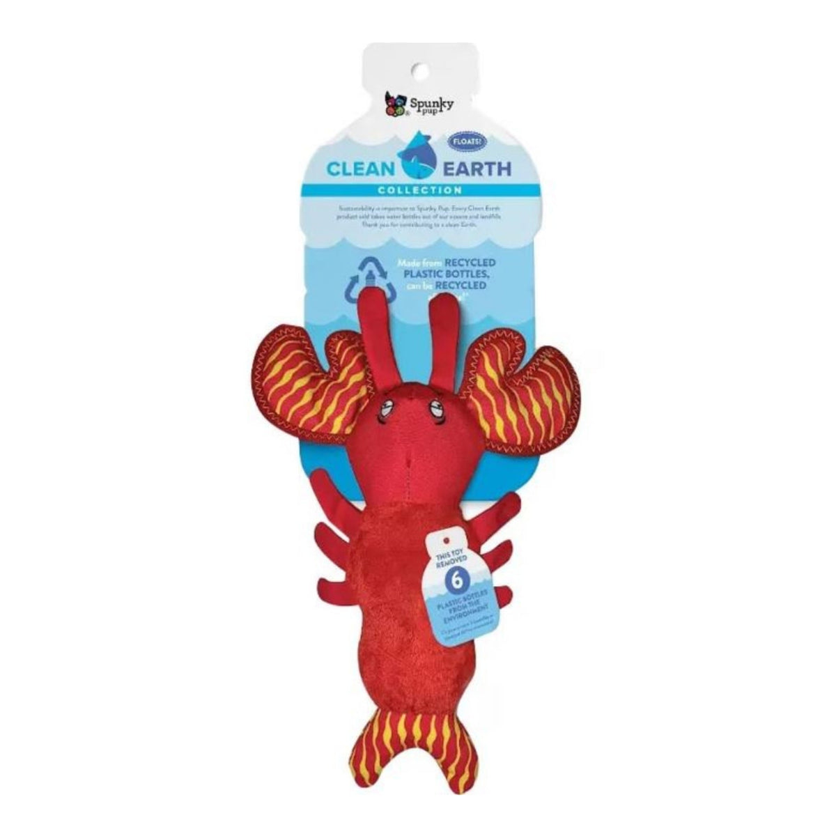 Spunkypup Clean Earth Recycled Plush Toy Lobster Small