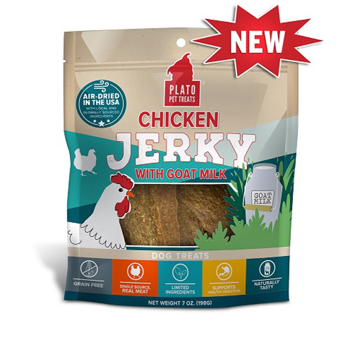 Plato Dog Jerky Chicken With Goat's Milk 7oz.