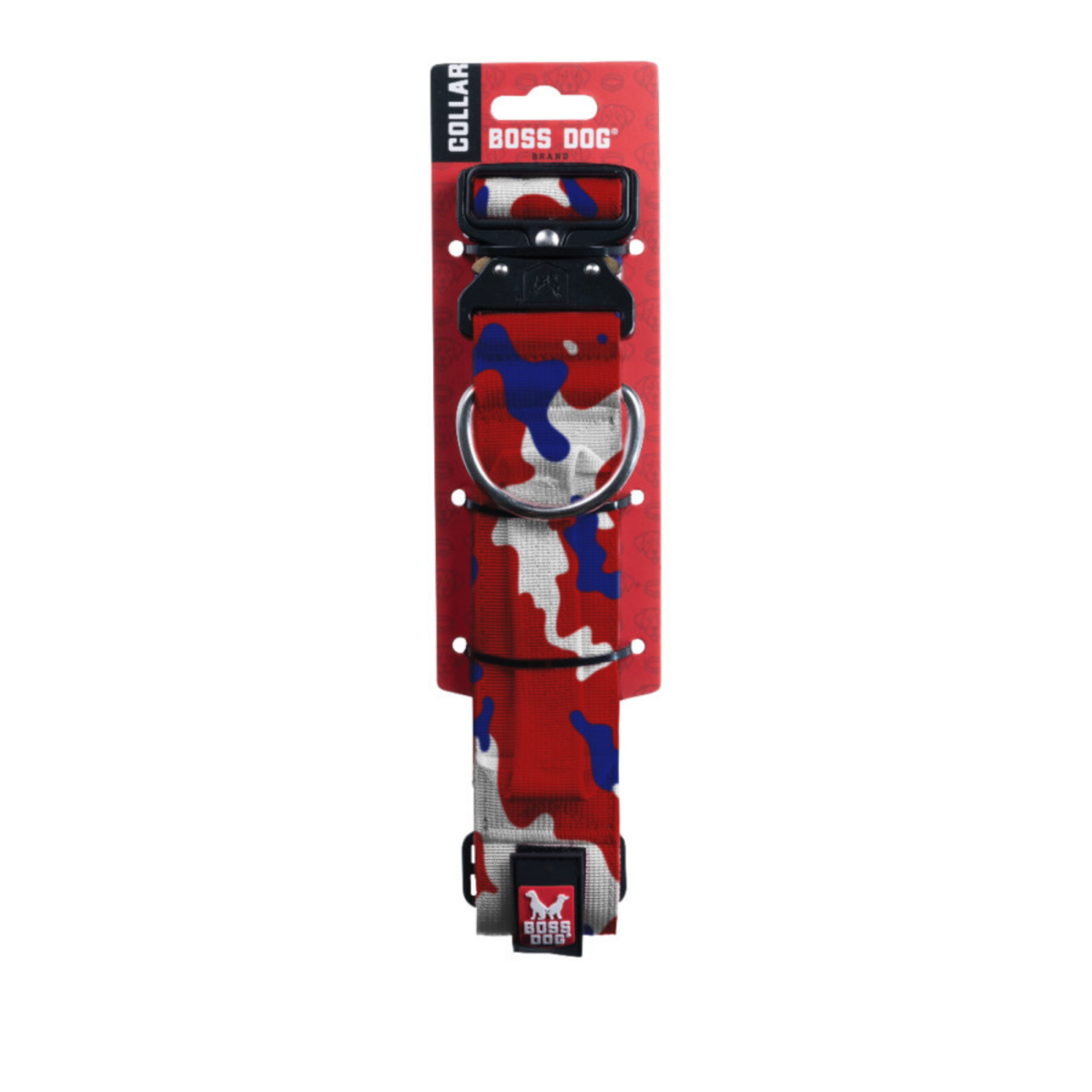 Boss Dog Tactical Adjustable Dog Collar Red, White, & Blue, 1ea/Medium, 15-18 in Default Title