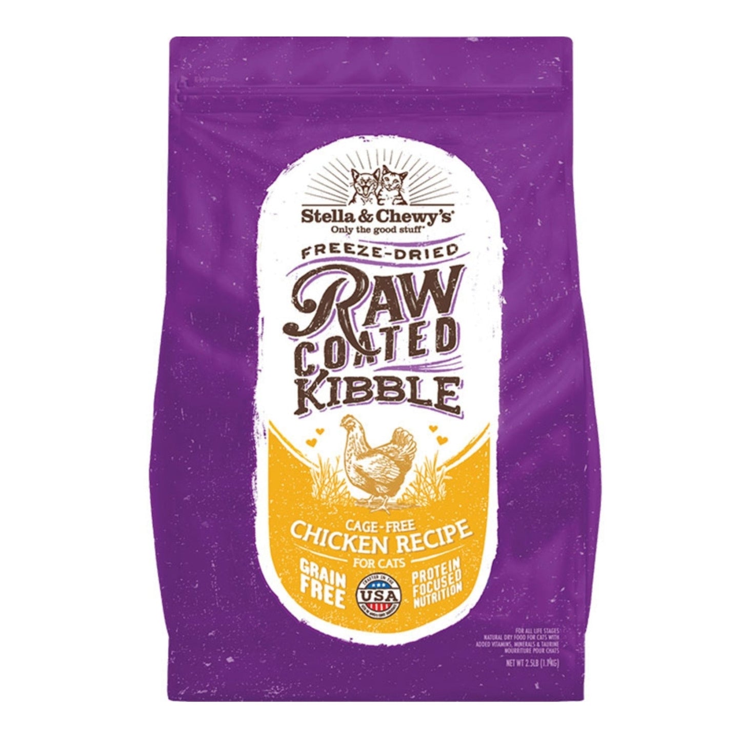 Stella & Chewys Cat Kibble - Raw Coated Cage -Free Chicken Recipe 2.5Lbs