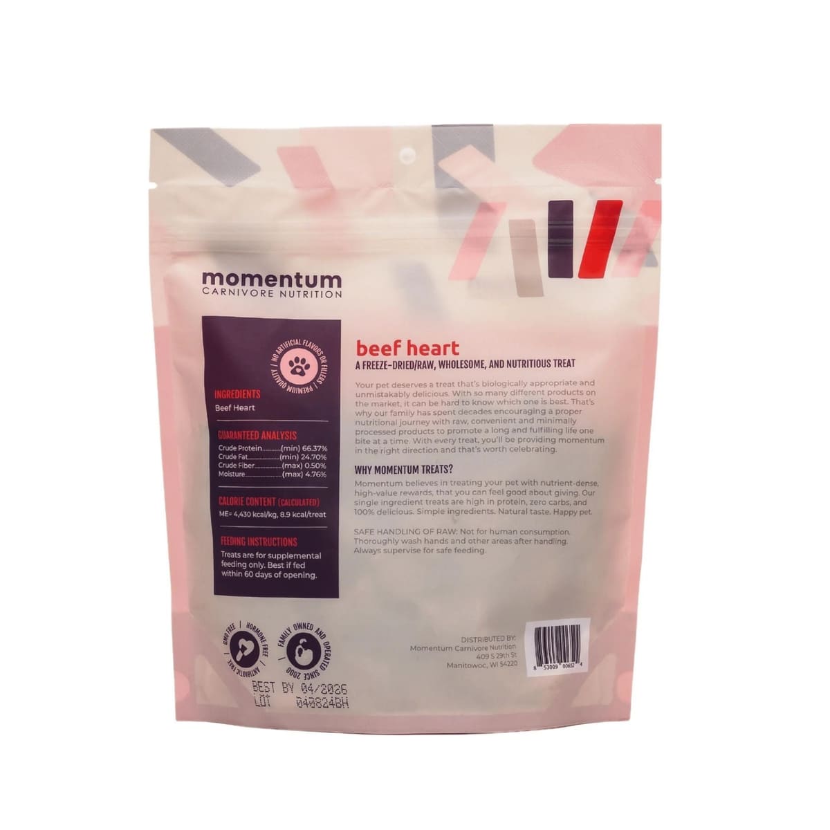 Momentum Carnivore Nutrition Dog 3oz. Beef Hearts