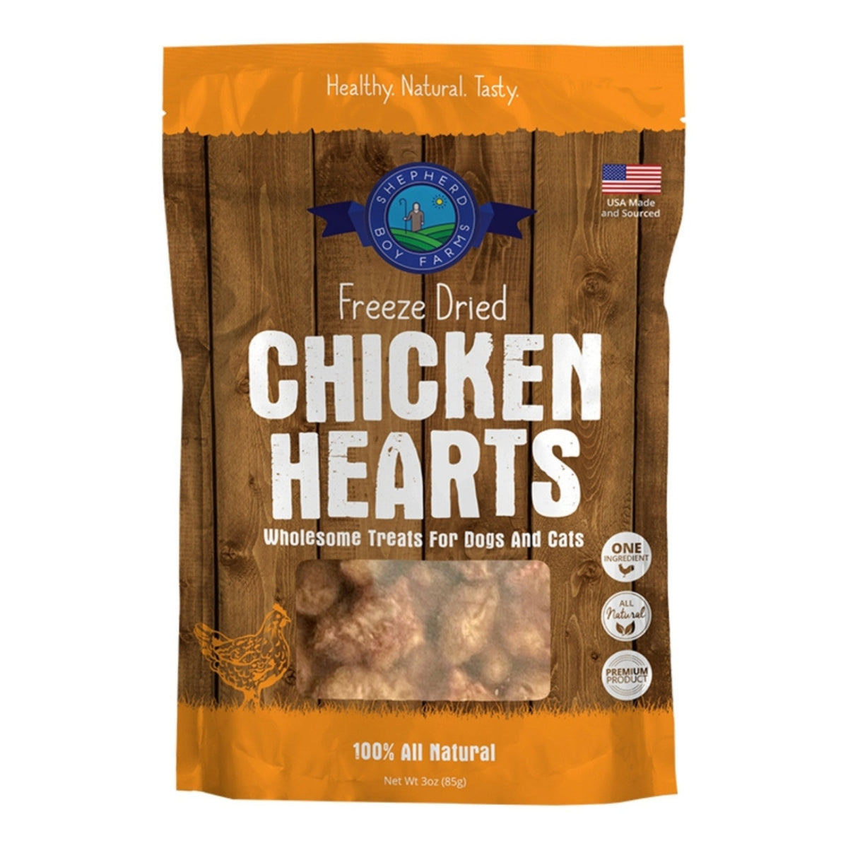 Shepherd Boy Farms Dog & Cat Freeze-Dried Chicken Heart 3oz.